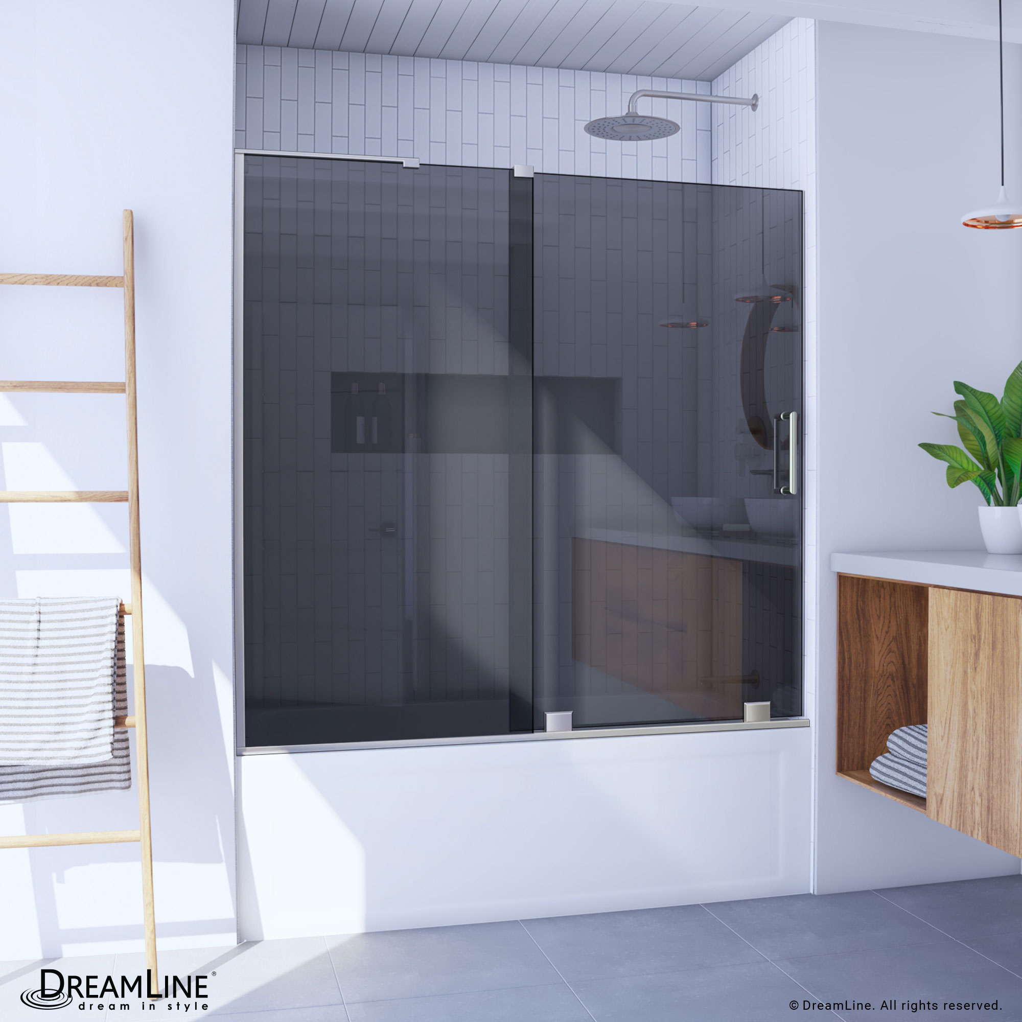 Mirage-X Brushed Nickel Frameless Sliding Tub Door 58" x 60"