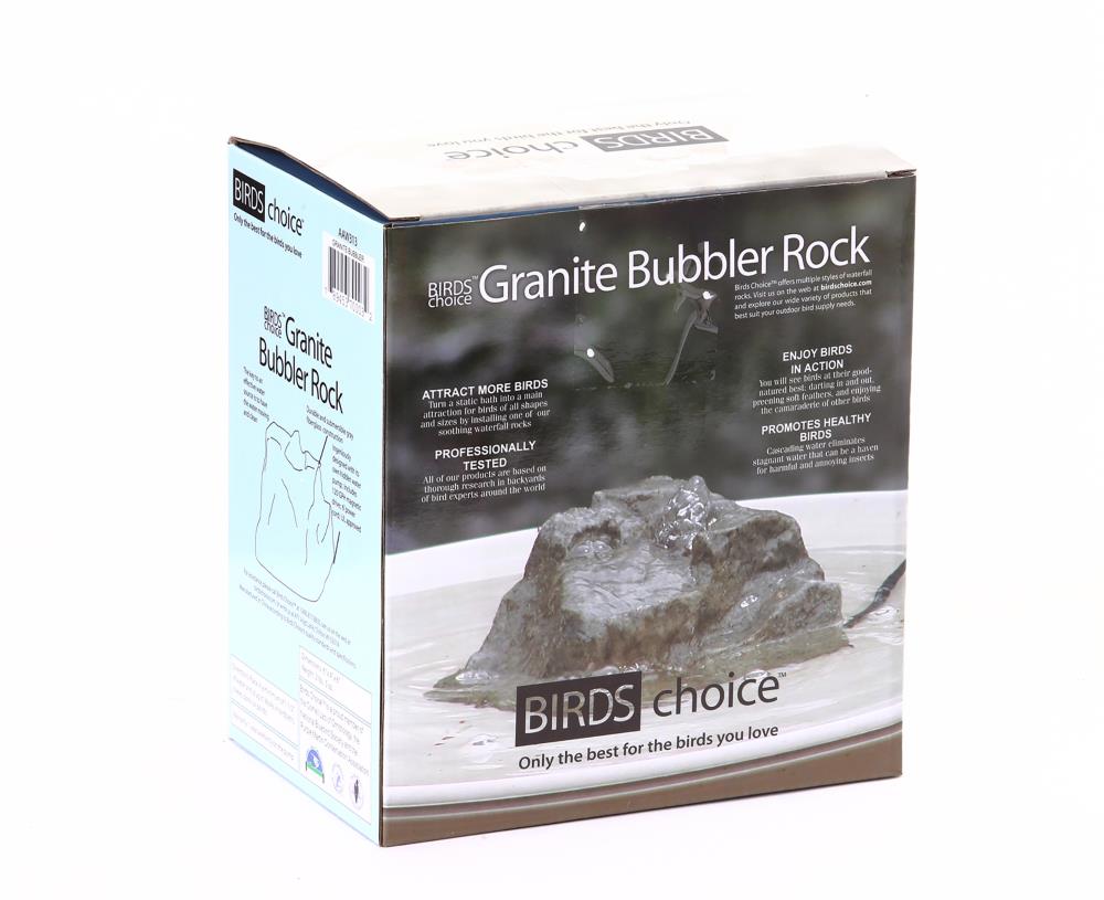 Gray Granite Freestanding Fiberglass Bird Bath Rock with Pump