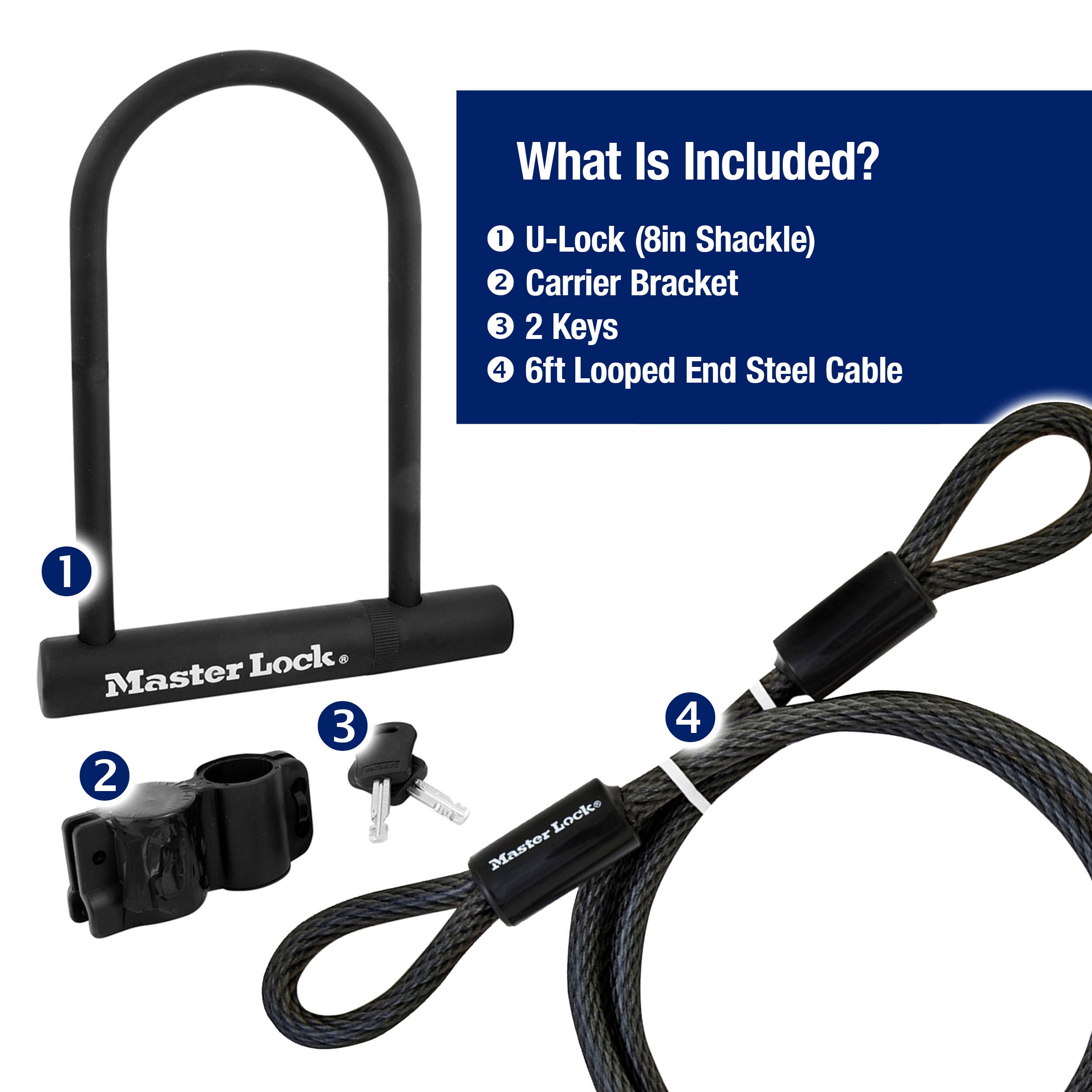 Master Lock Cable Lock, Keyed Bike Lock, 6 ft. Long, Color Assortment –