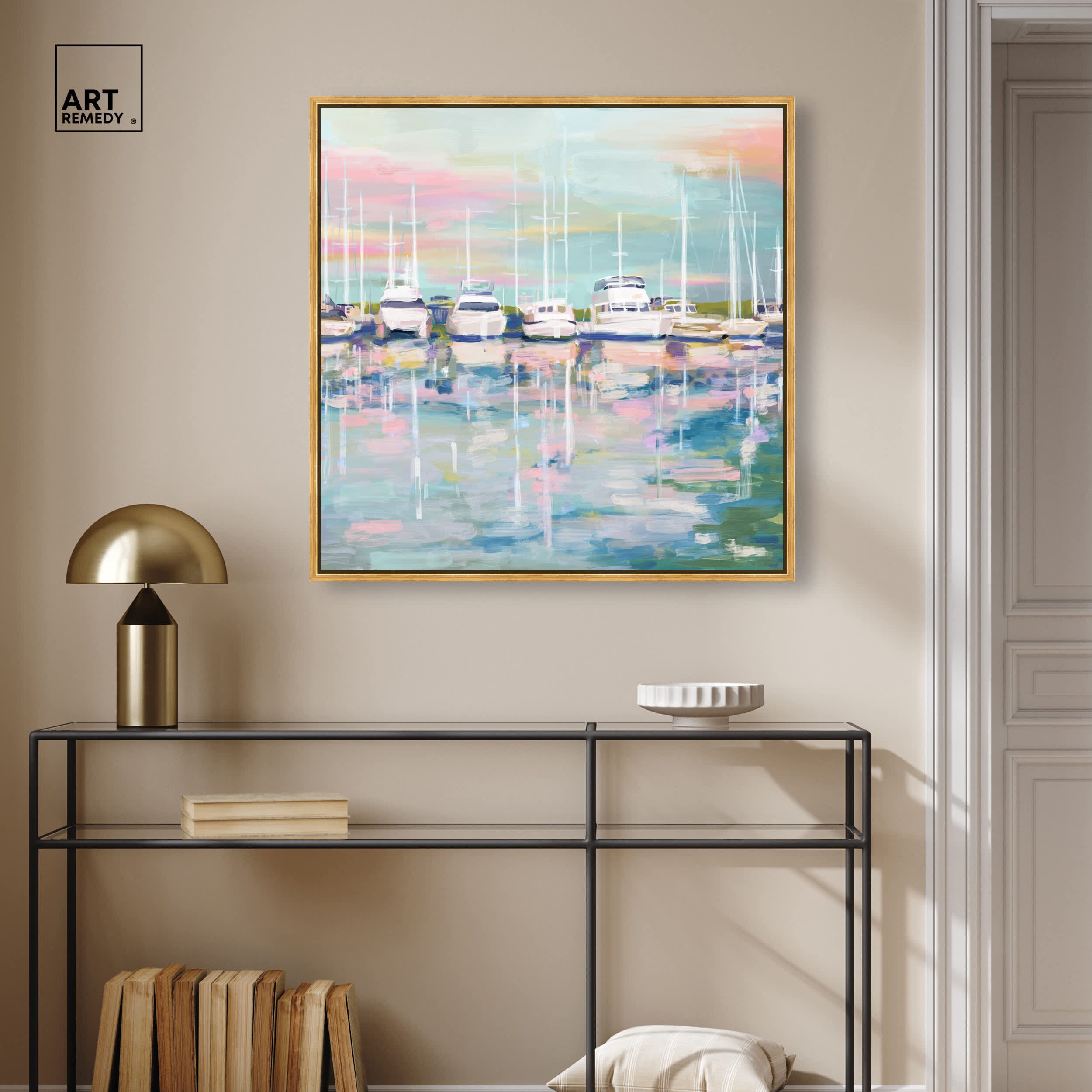 Art Remedy Coastal Dock Coastal Print by Gold Frame 30 x 30 in the Wall ...