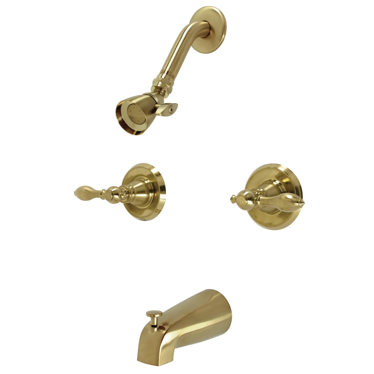 Kingston Brass - American Classic Double-Handle Tub and Shower Faucet Brushed Brass