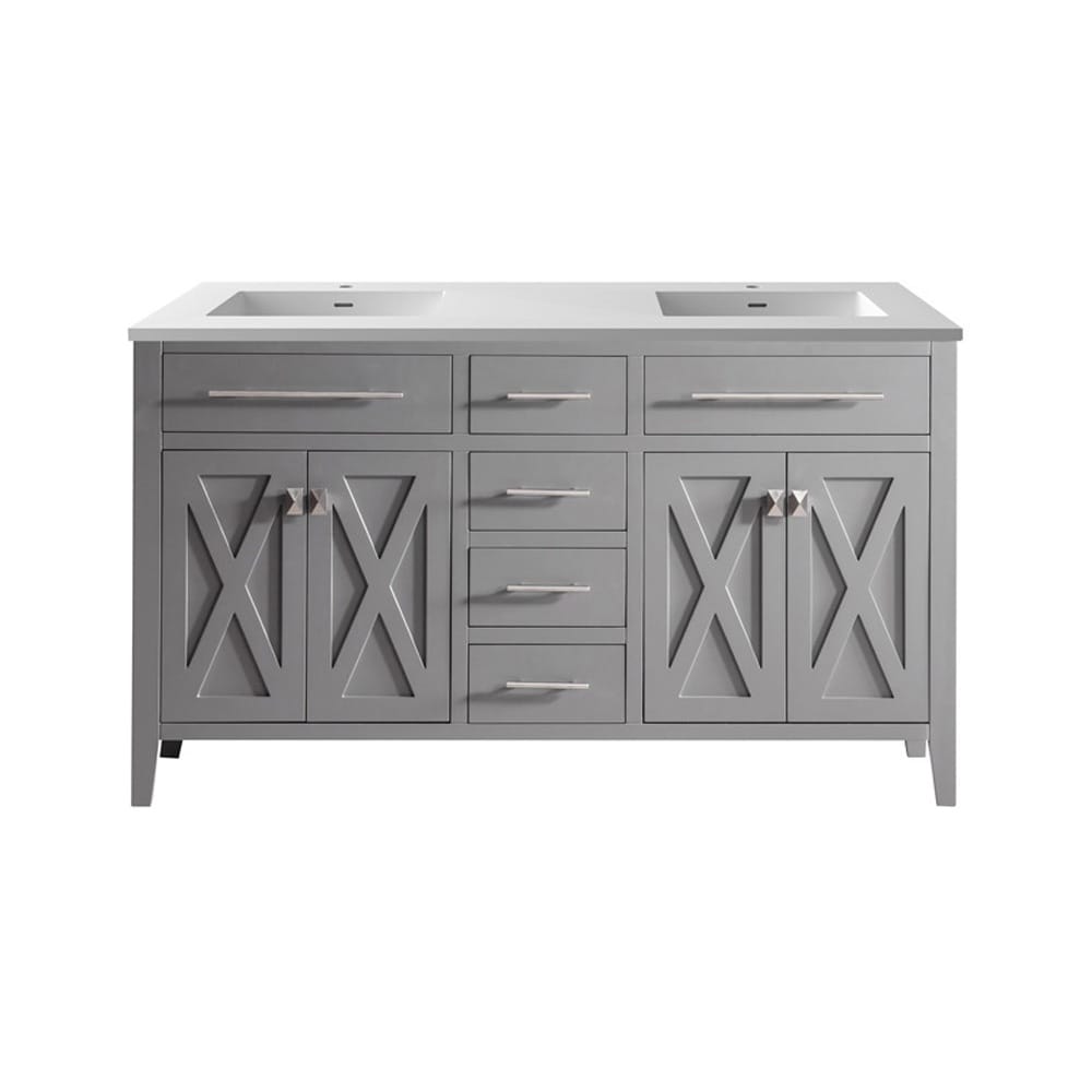 LAVIVA 313YG319-60G-MW 60 inch Grey Double Sink Vanity with VIVA Stone Countertop