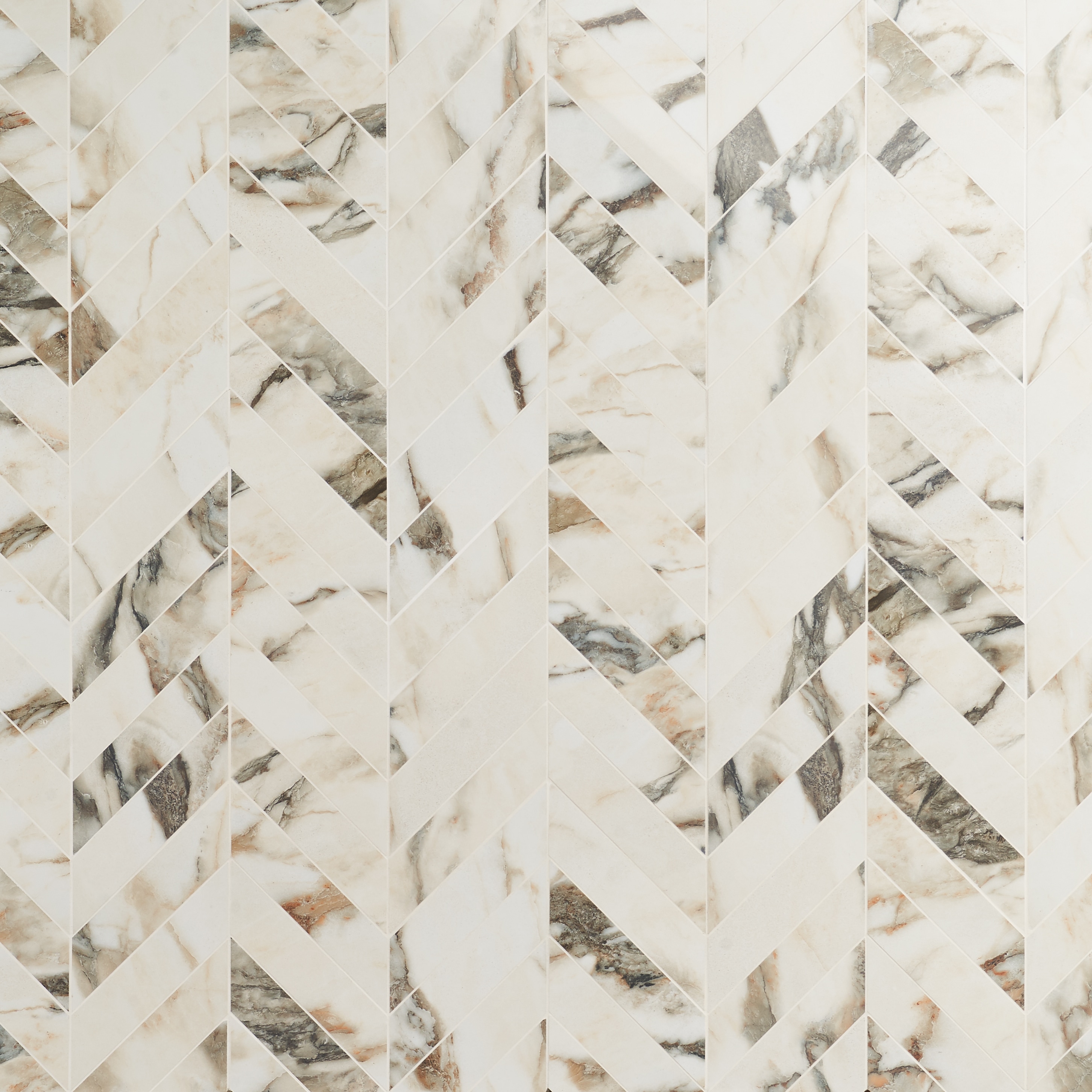 Calacatta Rustico Polished Porcelain Chevron Mosaic Tile