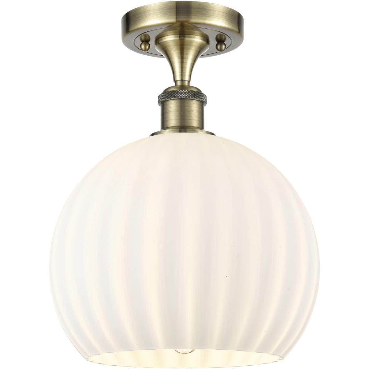 Innovations Lighting -  516-1C-AB-G1217-10WV Ballston White Venetian Semi-Flush Mount Antique Brass