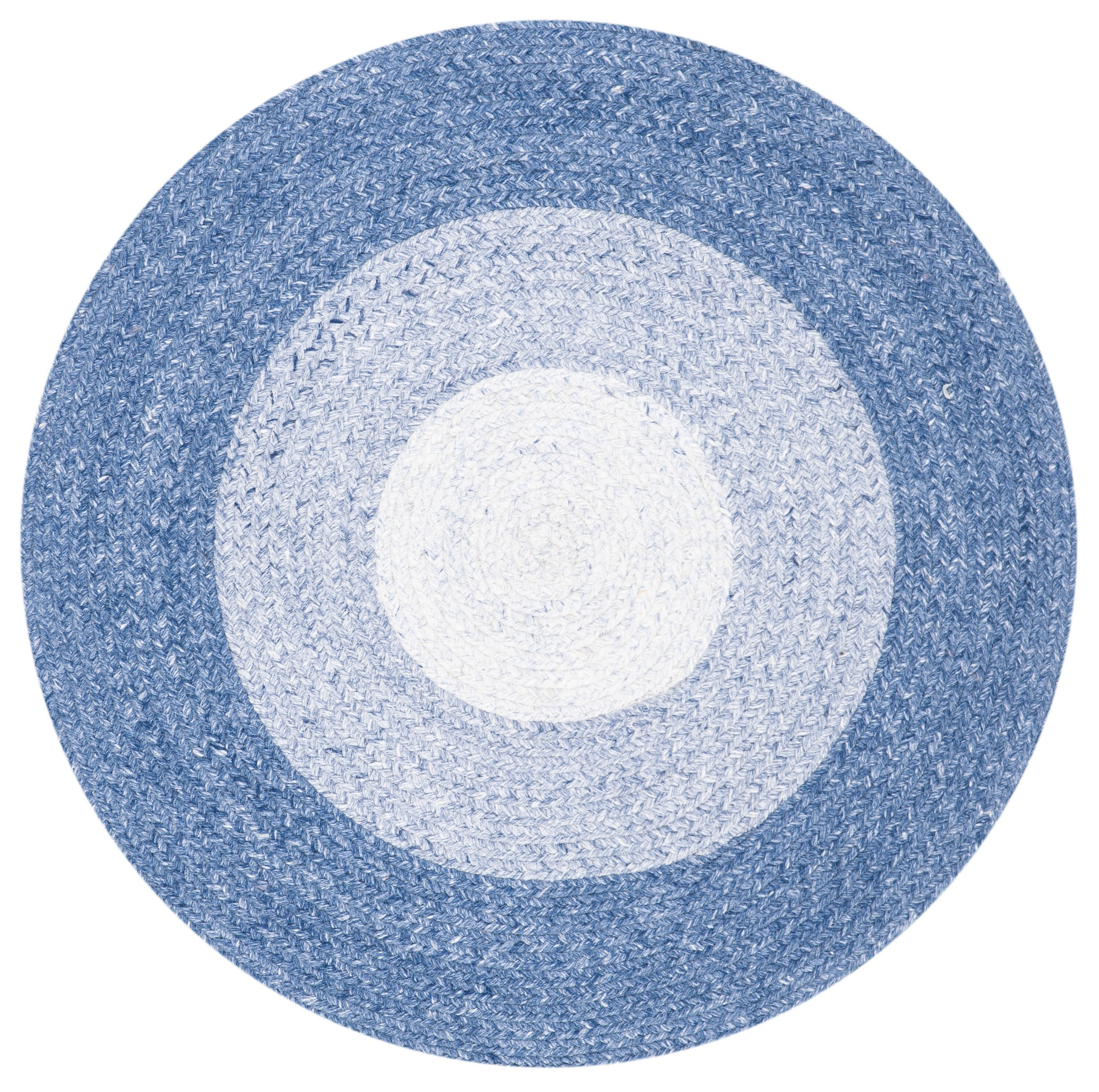 Coastal Charm Handwoven Blue Synthetic 3' Round Braided Rug