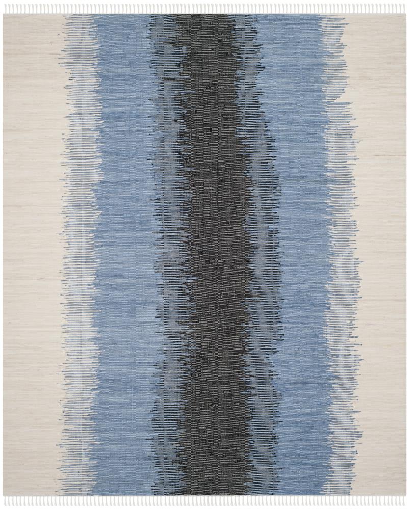 Safavieh MTK710A-8 Montauk Exmouth 8 x 10 (ft) Cotton Gray/Black Rectangular Indoor Stripe Coastal Area rug