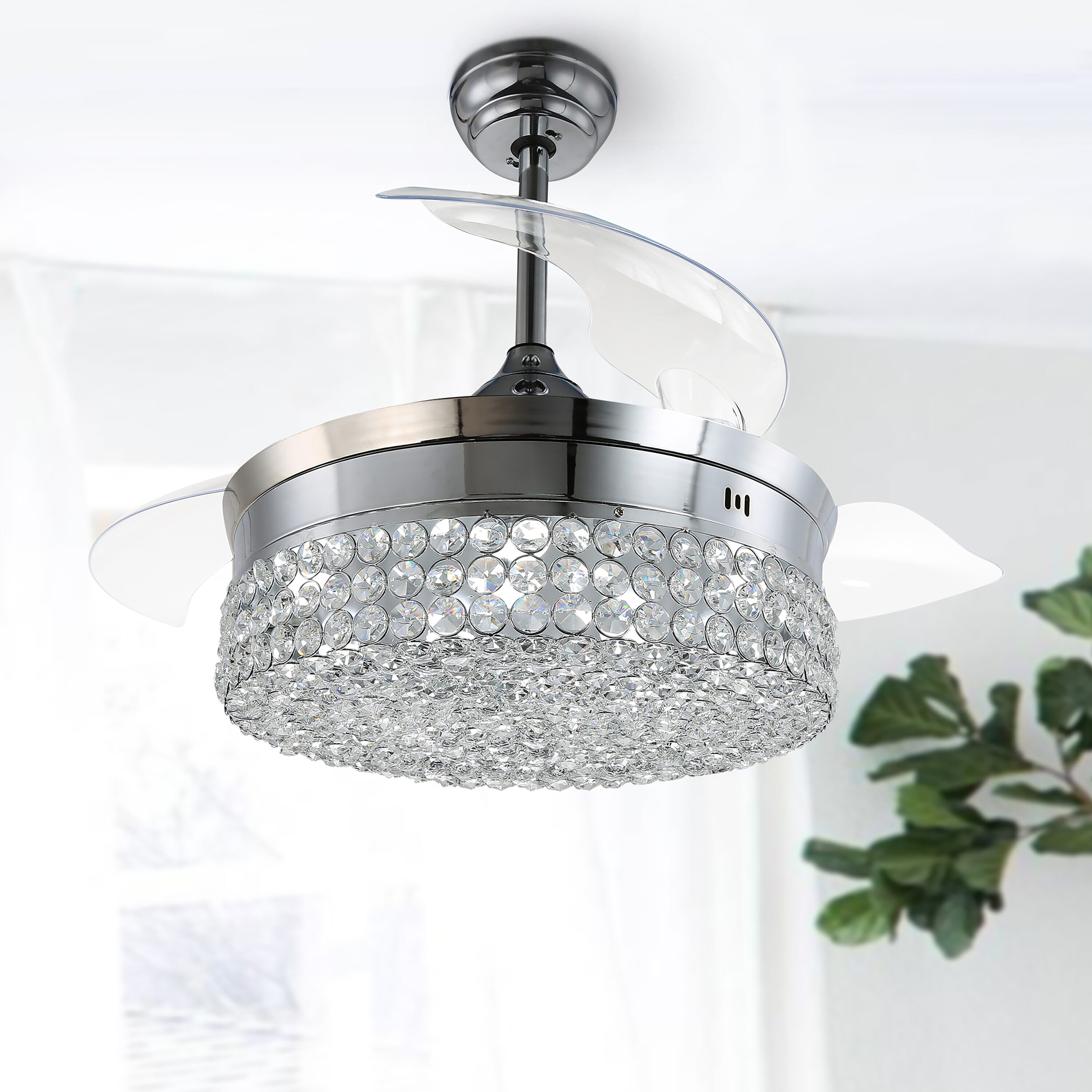 Cusp Barn BD4202-C BD4202 42-in Color-Changing Chrome with Ceiling Fan With Light - Remote Included ( 3 -Blade )