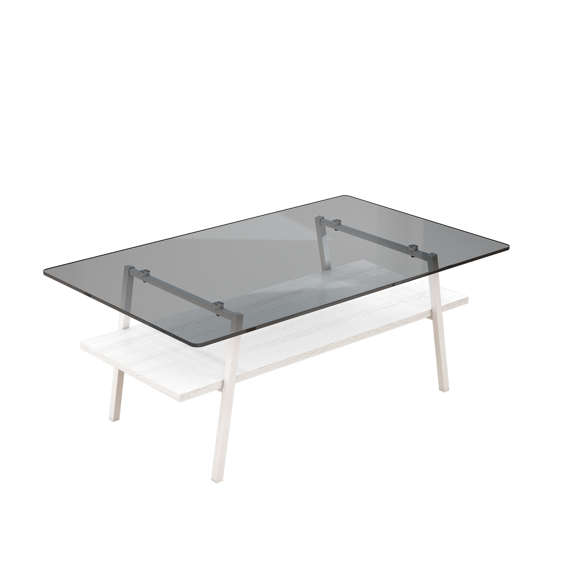 Siavonce XH26035 Modern Glass Gray 22.84-in W x 16.73-in H Coffee Table
