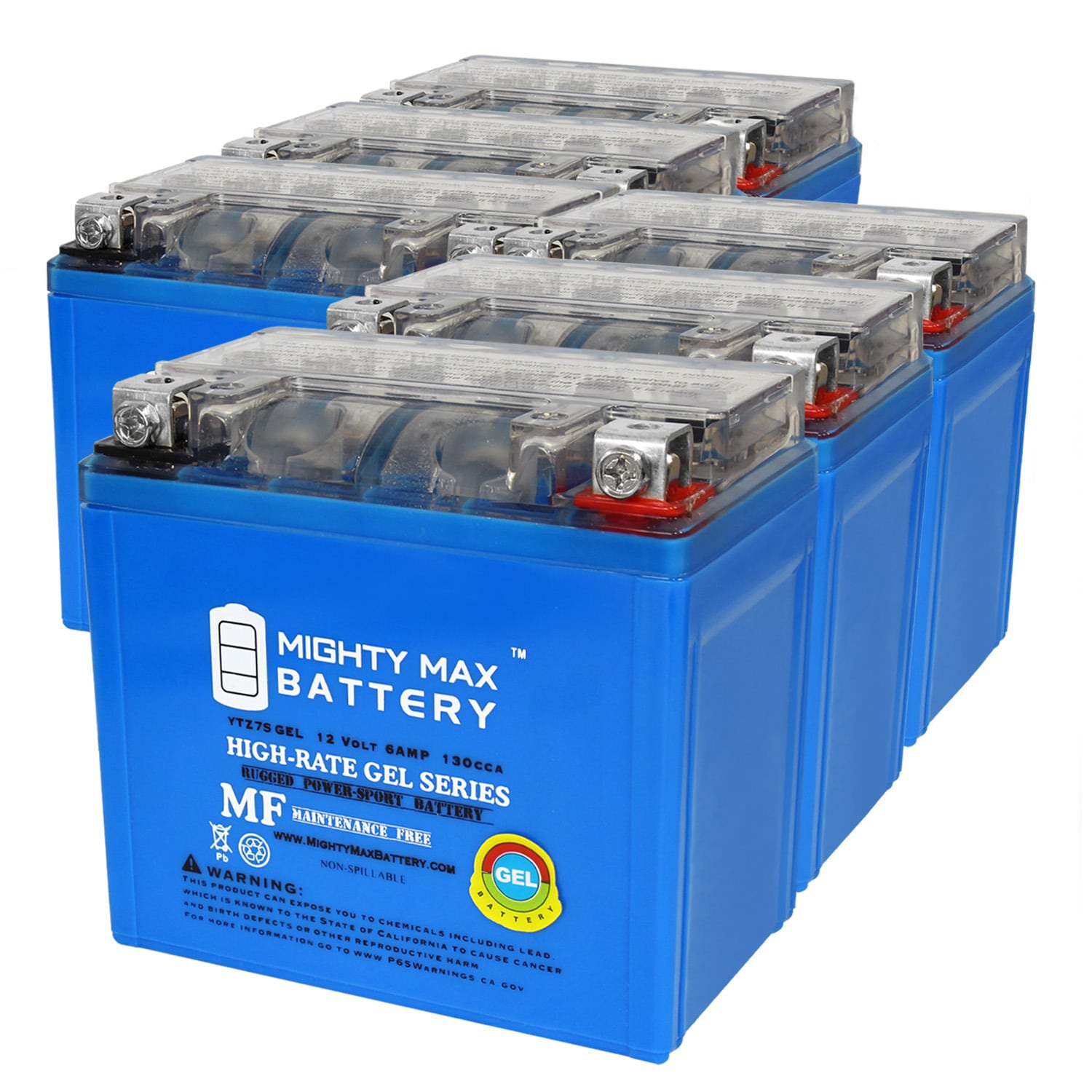 Mighty Max Battery MAX4007887 YTZ7SGEL 12V 6AH GEL Snowmobile ATV Motorcycle Rechargeable Sealed GEL 1260 Backup power Batteries 6 -Pack