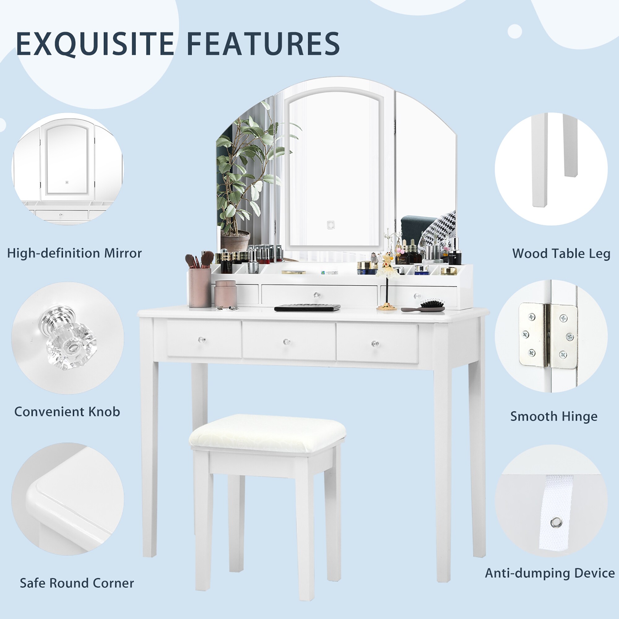 Costway CSHY001304 Bedroom-Vanities - View #4