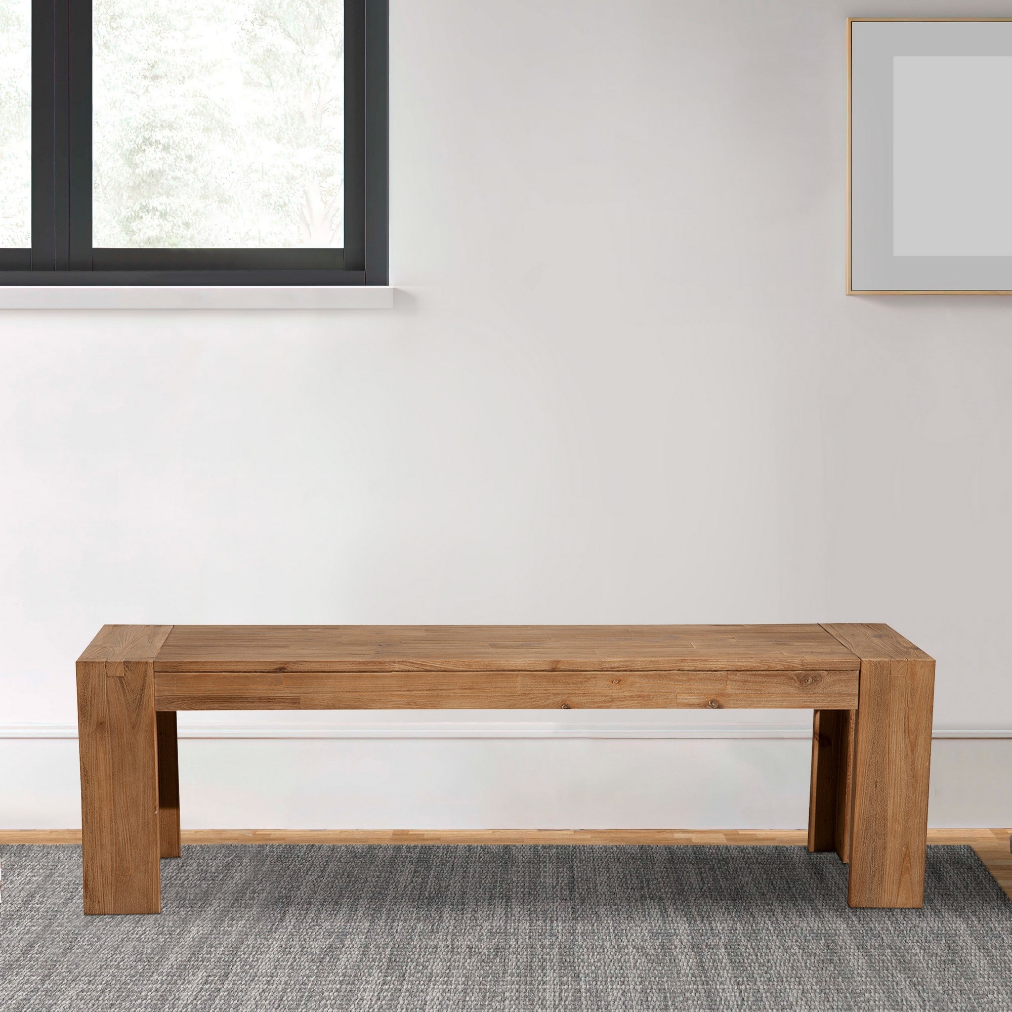 Acacia Wood Straight Leg Dining Bench, 58'' Wide