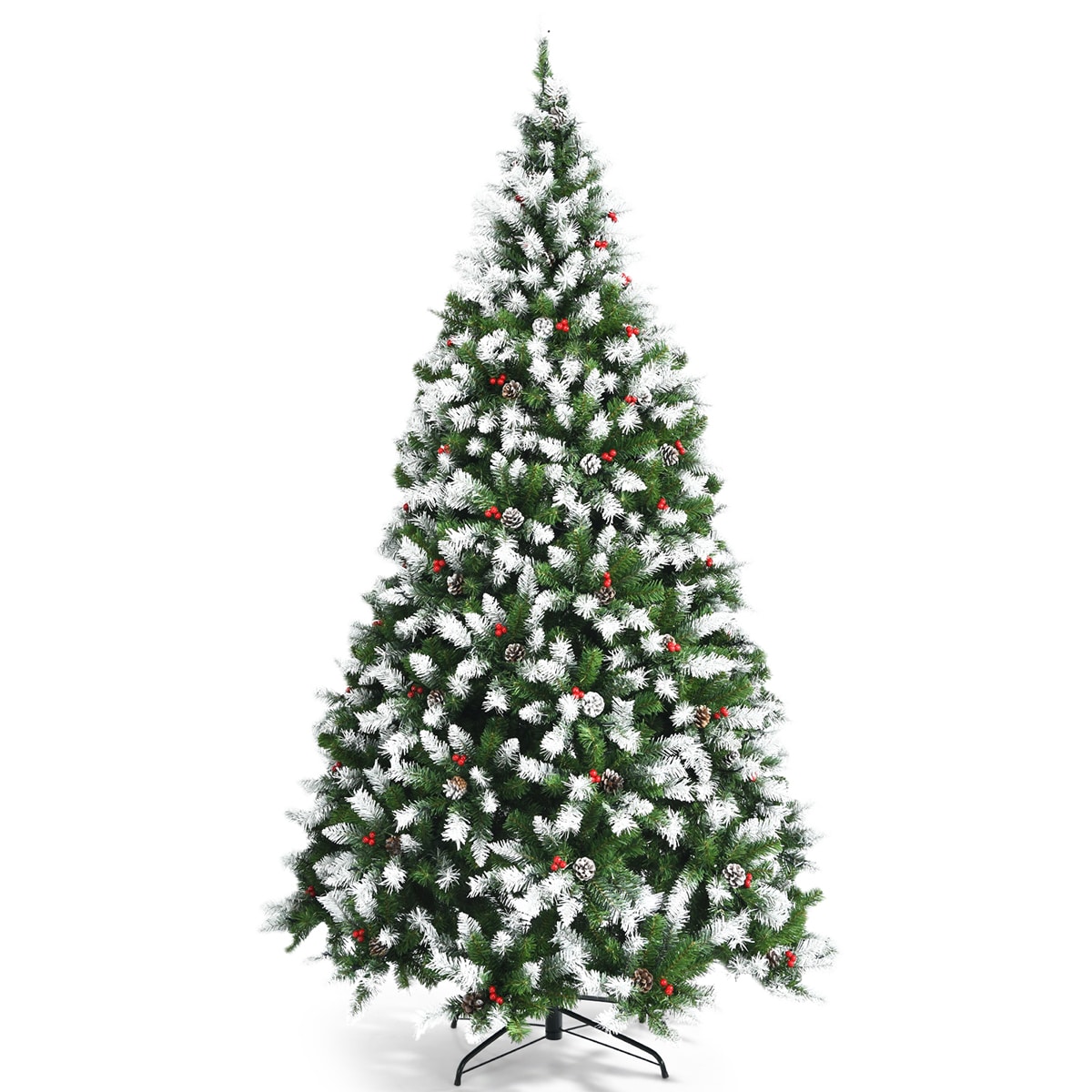 Forclover HYFASDCM61 6-ft Pre-lit Flocked Artificial Christmas Tree with Yellow LED Lights