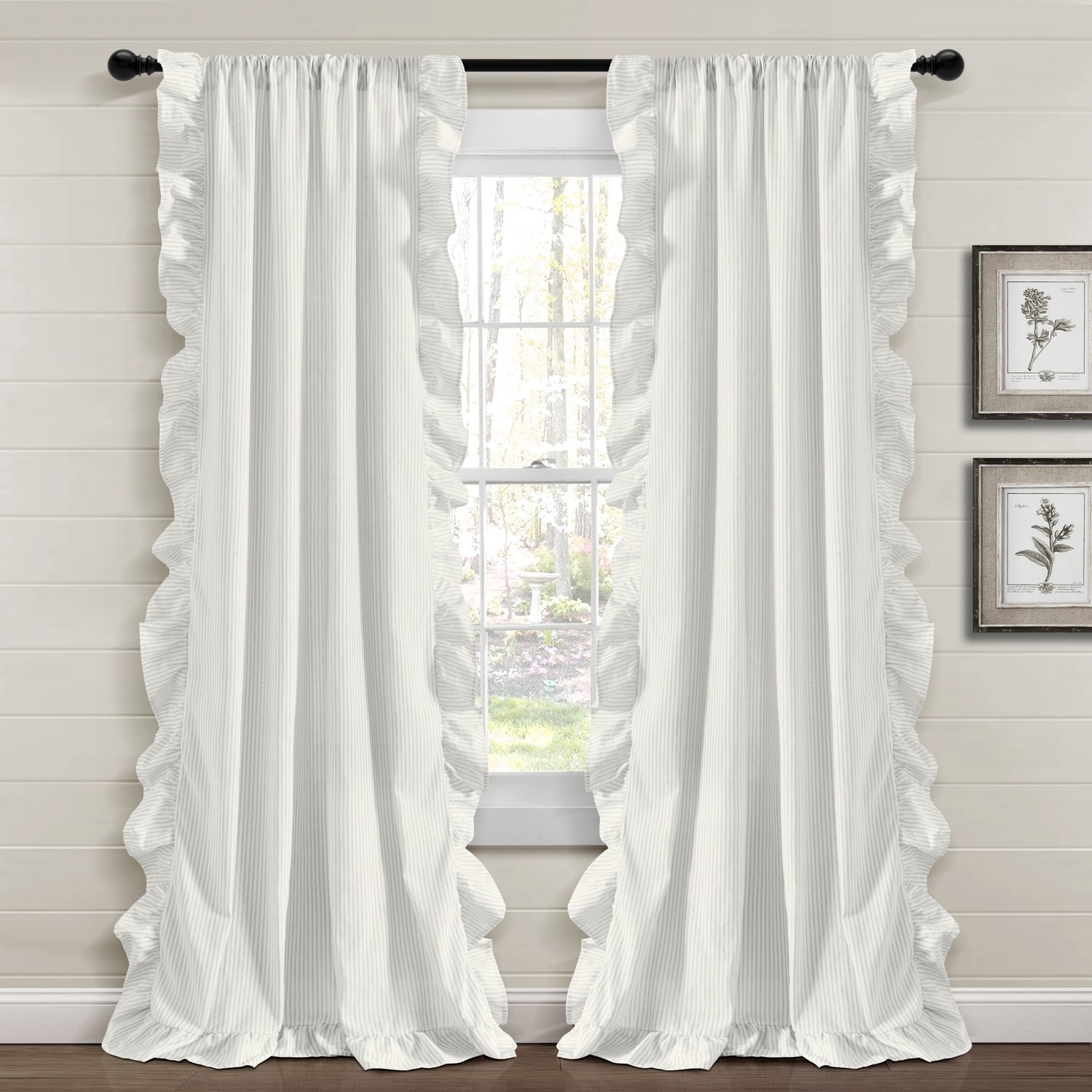 Lush Decor 16T003097 84-Inches Light Gray Rod pocket Curtain panel pair