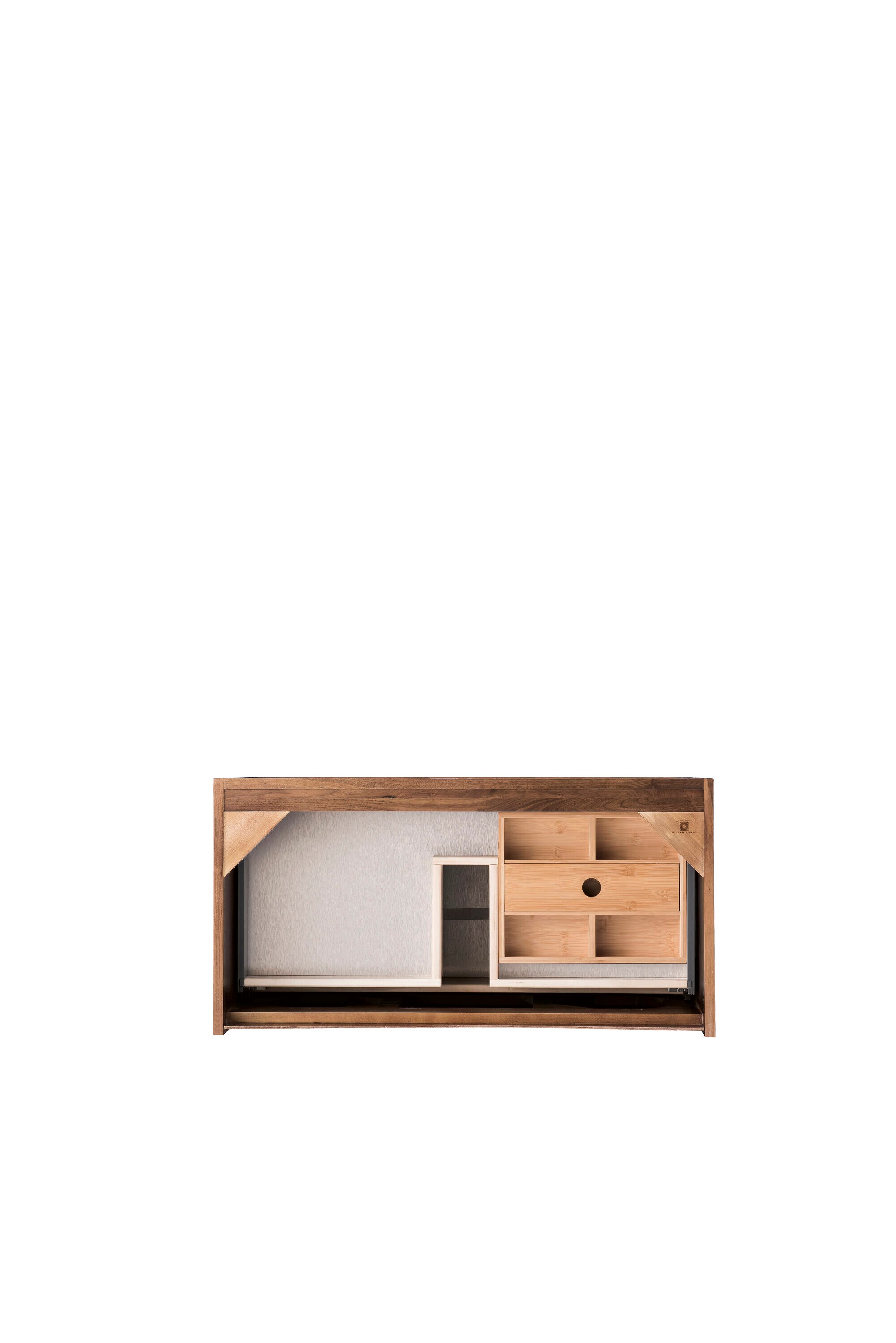 Mantova 35.4" Mid-Century Walnut Wall-Mount Vanity Cabinet