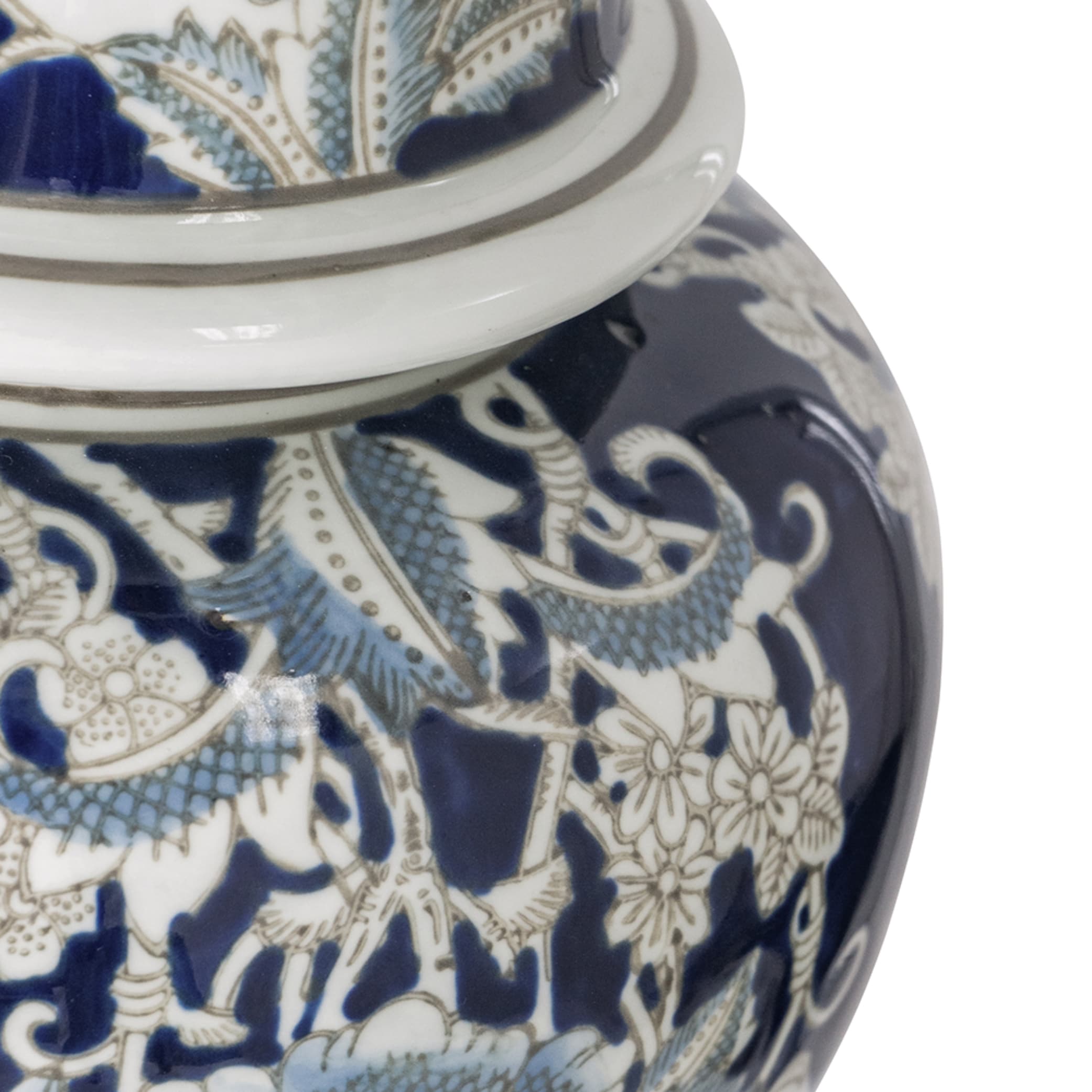 A&B Home 18 Porcelain Decorative Jar with Lid Blue White Floral Print Vase  Ginger Jar Centerpiece Decor