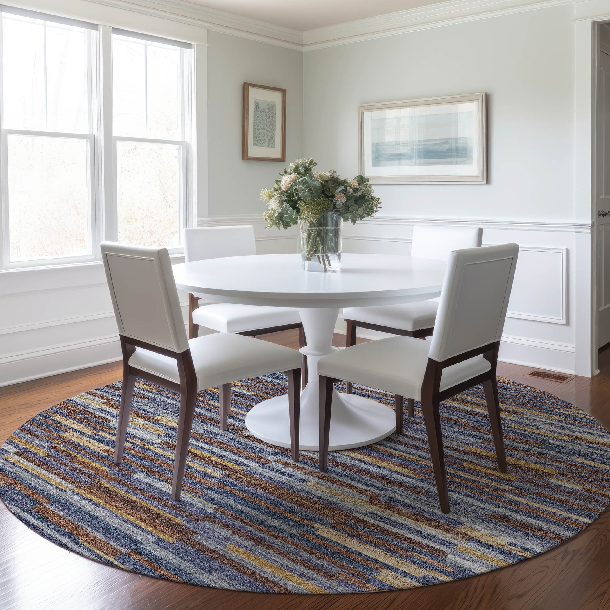 Addison Rugs AMF114LA8RO Mayfield AMF114LA 8 x 8 (ft) Loomed Polyester Landscape Round Indoor Geometric Machine washable Area rug