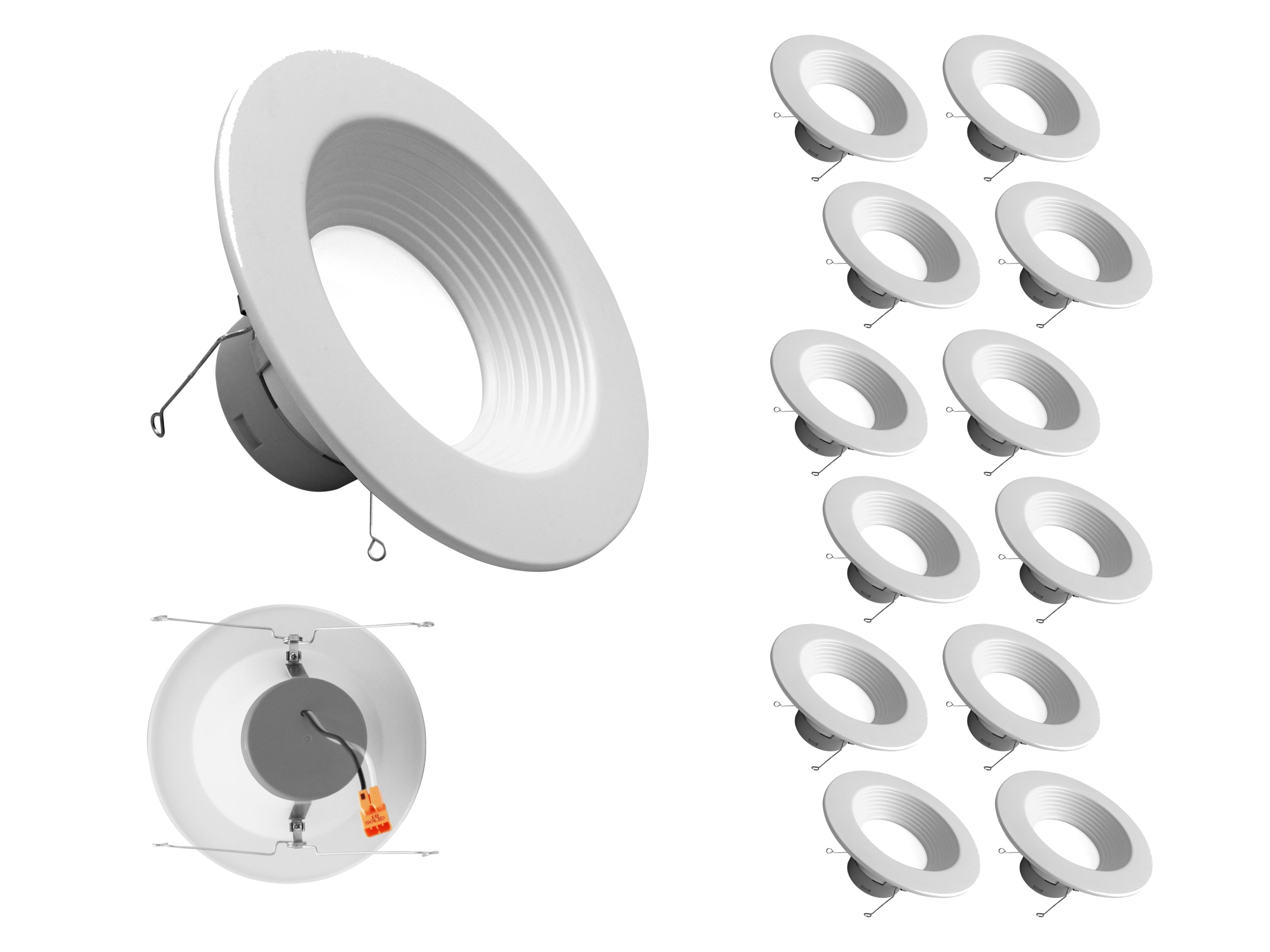 Nicor Lighting DLR566121203KWHBF-12 DLR56(v6) White Baffle 5-in or 6-in 1231 -Lumens Soft White Round Dimmable LED Wet rated Recessed Downlight 12 -Pack