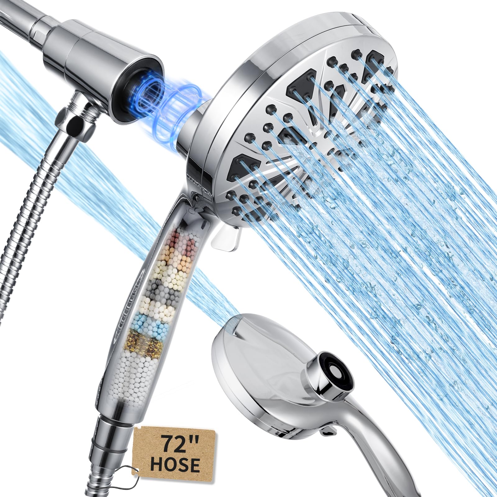 AOIZGMY  Shower Head with handheld 10 spray Magnetic Shower Head High Pressure Handheld Shower Head Adjustable Bracket Built in Pause Mode Power