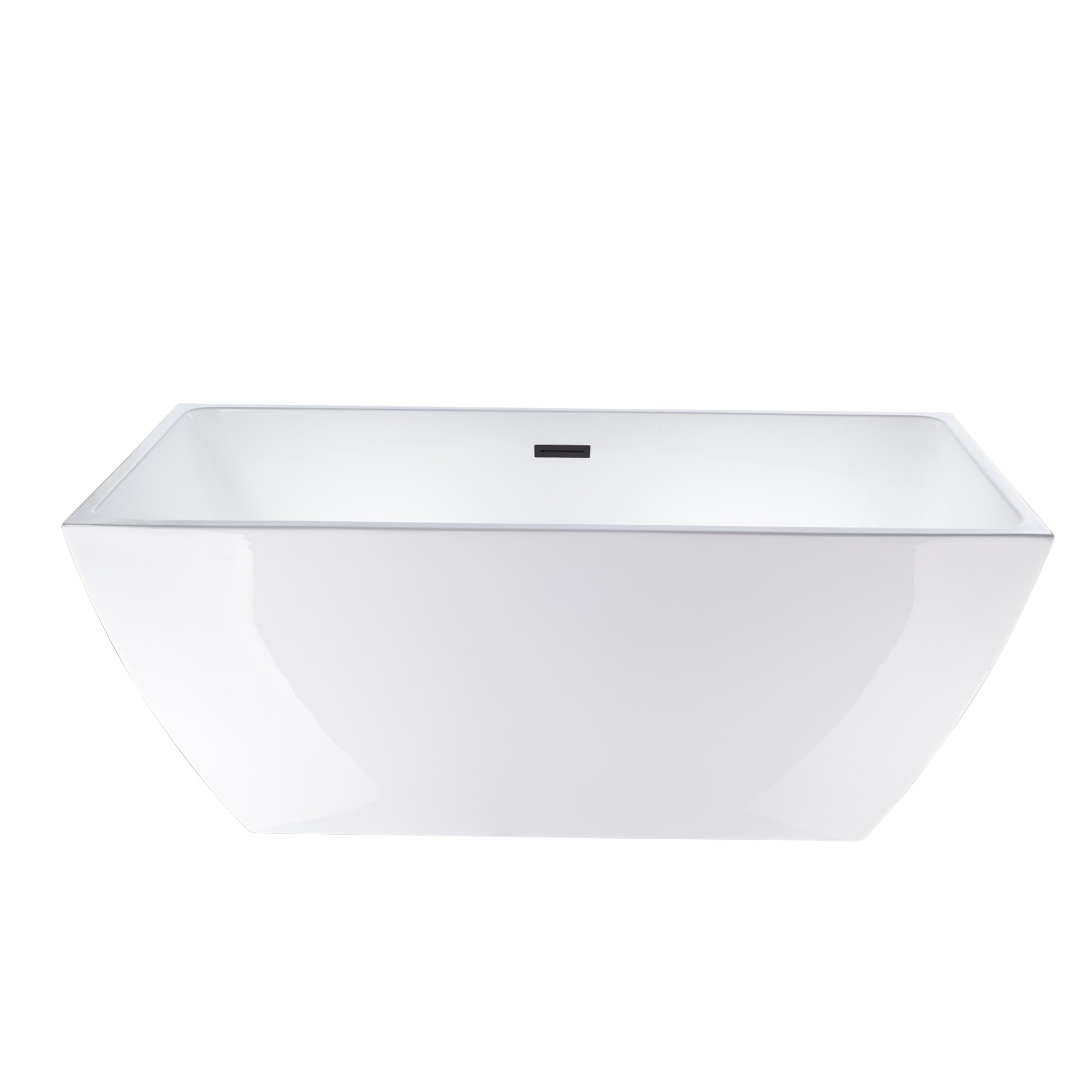 67" White Acrylic Freestanding Soaking Bathtub with Oil Rubbed Bronze Drain