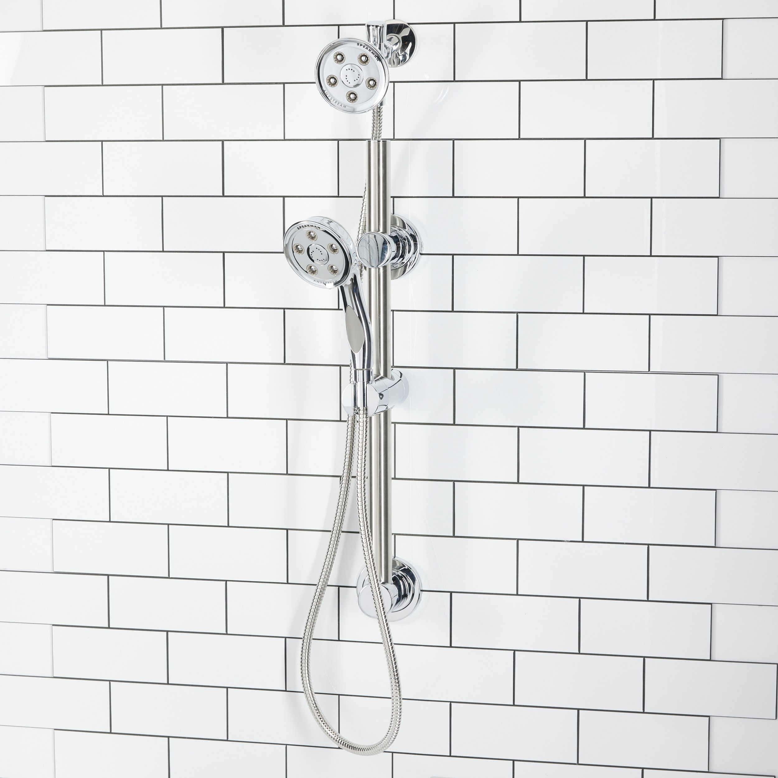 Caspian Polished Chrome Dual Head Adjustable Shower System