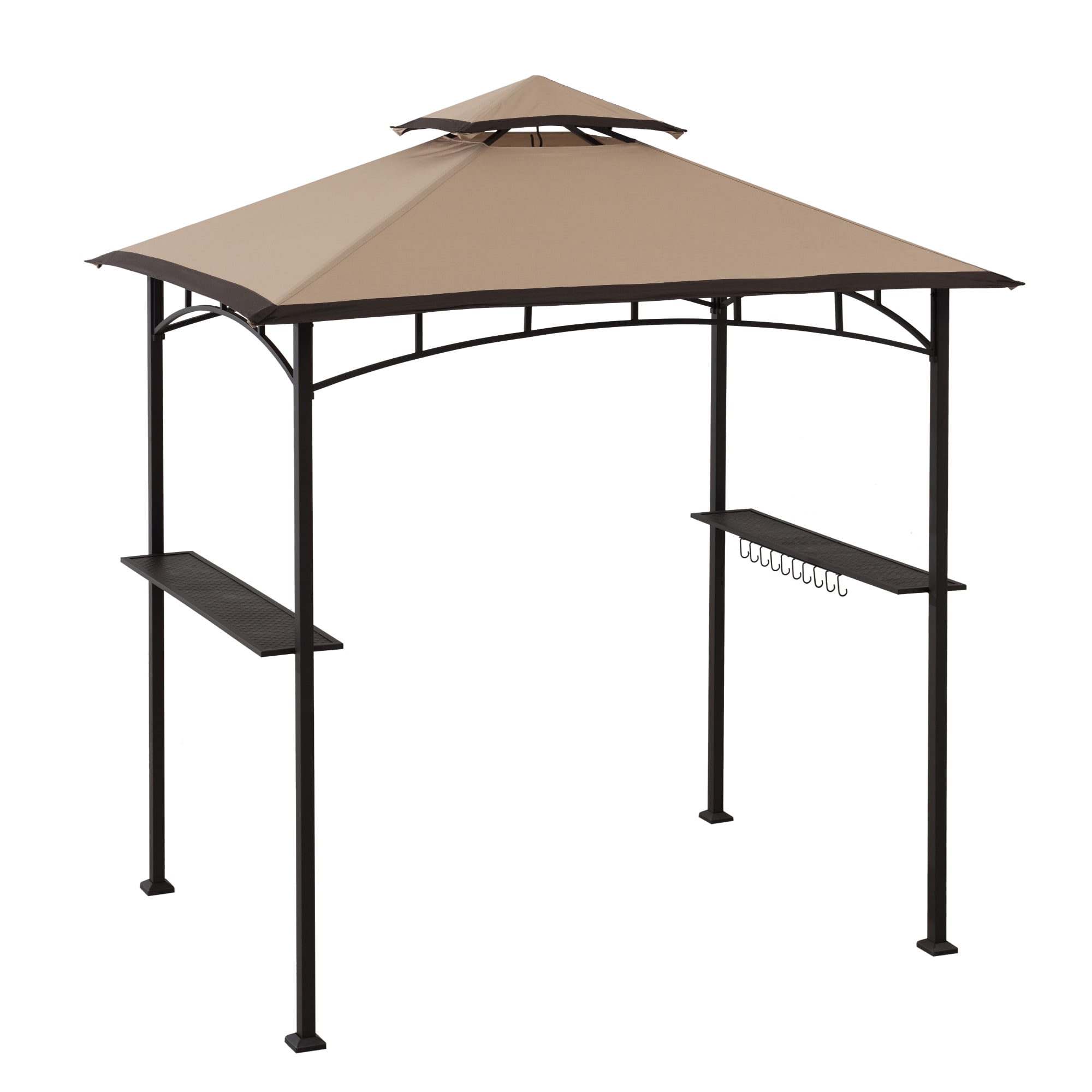 Sunjoy A103002203 8-ft x 5-ft Rectangle Tan and Brown Metal PVC Coated Polyester Roof Grill Gazebo