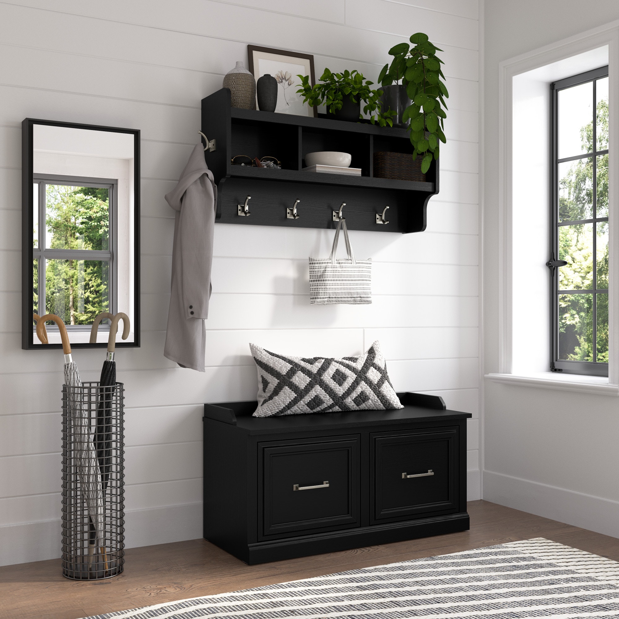 Bush Furniture WDL003BS 1-cu ft Black Suede Oak Composite Wood Storage Trunk