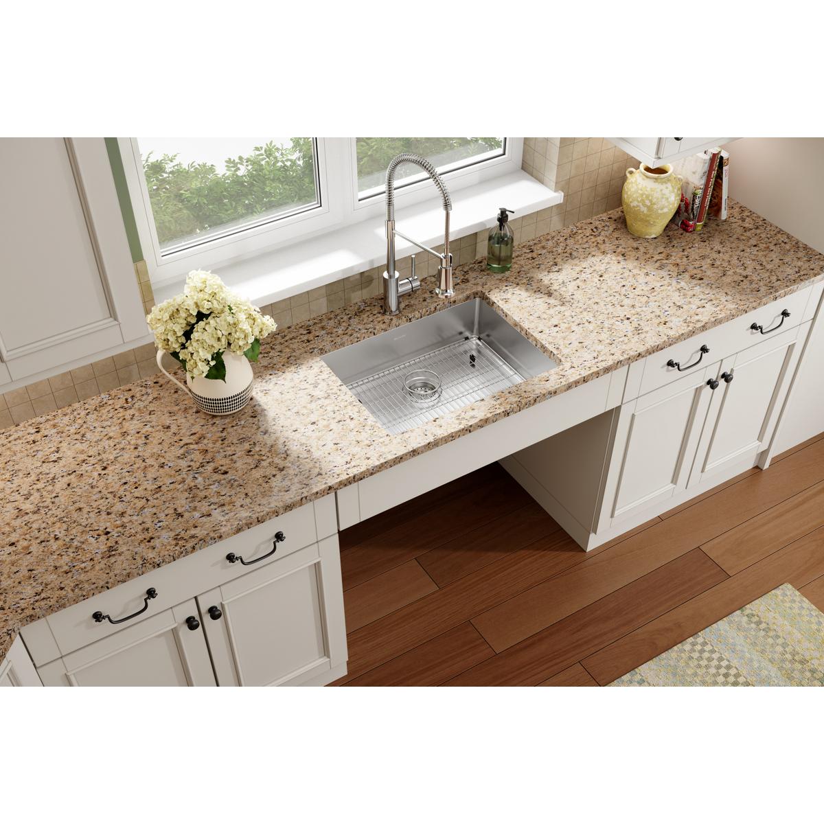 Elkay ECTSRAD25226TBG1 Crosstown Drop-in or undermount 25.0-in x 22.0-in Stainless steel Single bowl 18 -Gauge Kitchen Sink