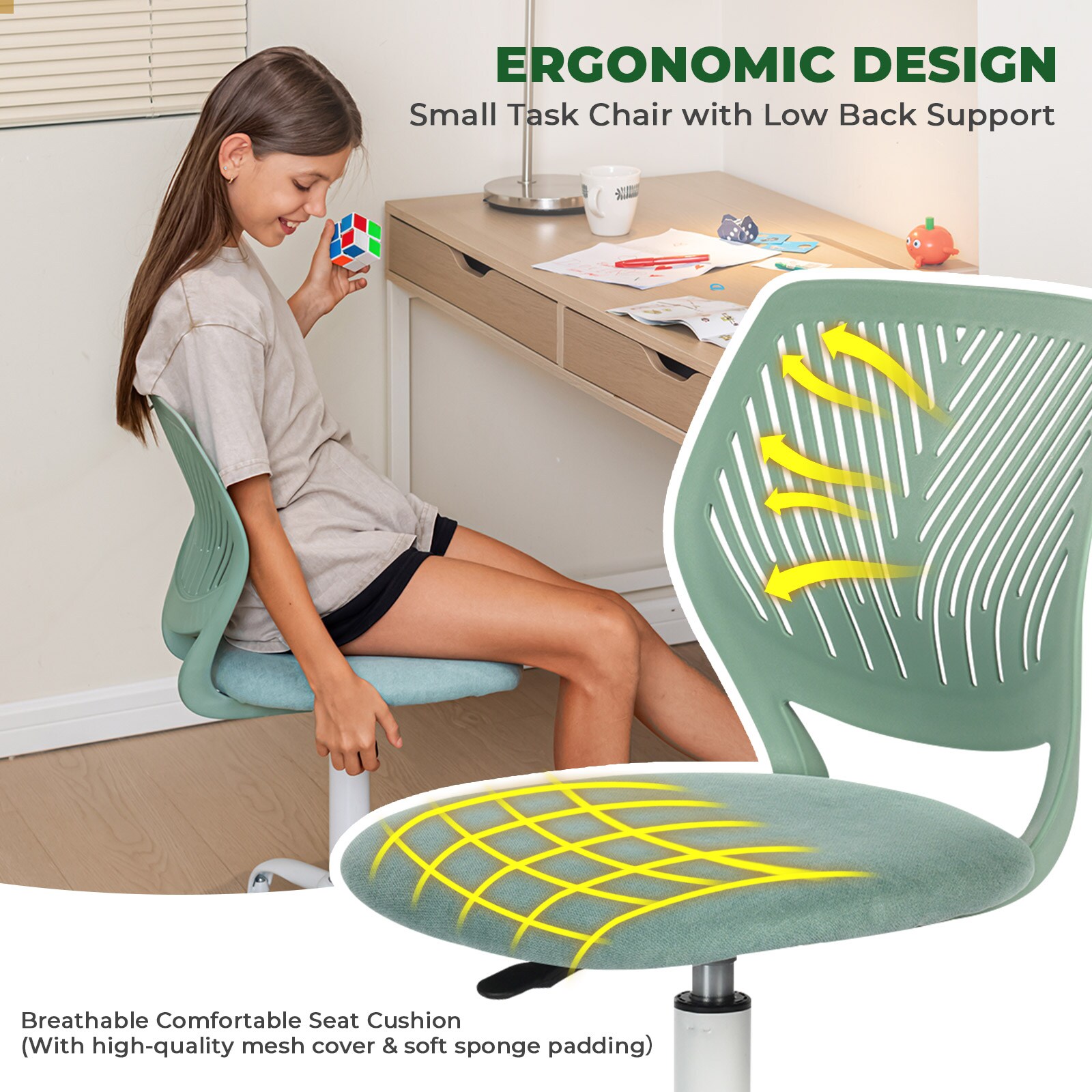 Homy Casa CARNATION AQUA VNEW Office-Chairs - View #4