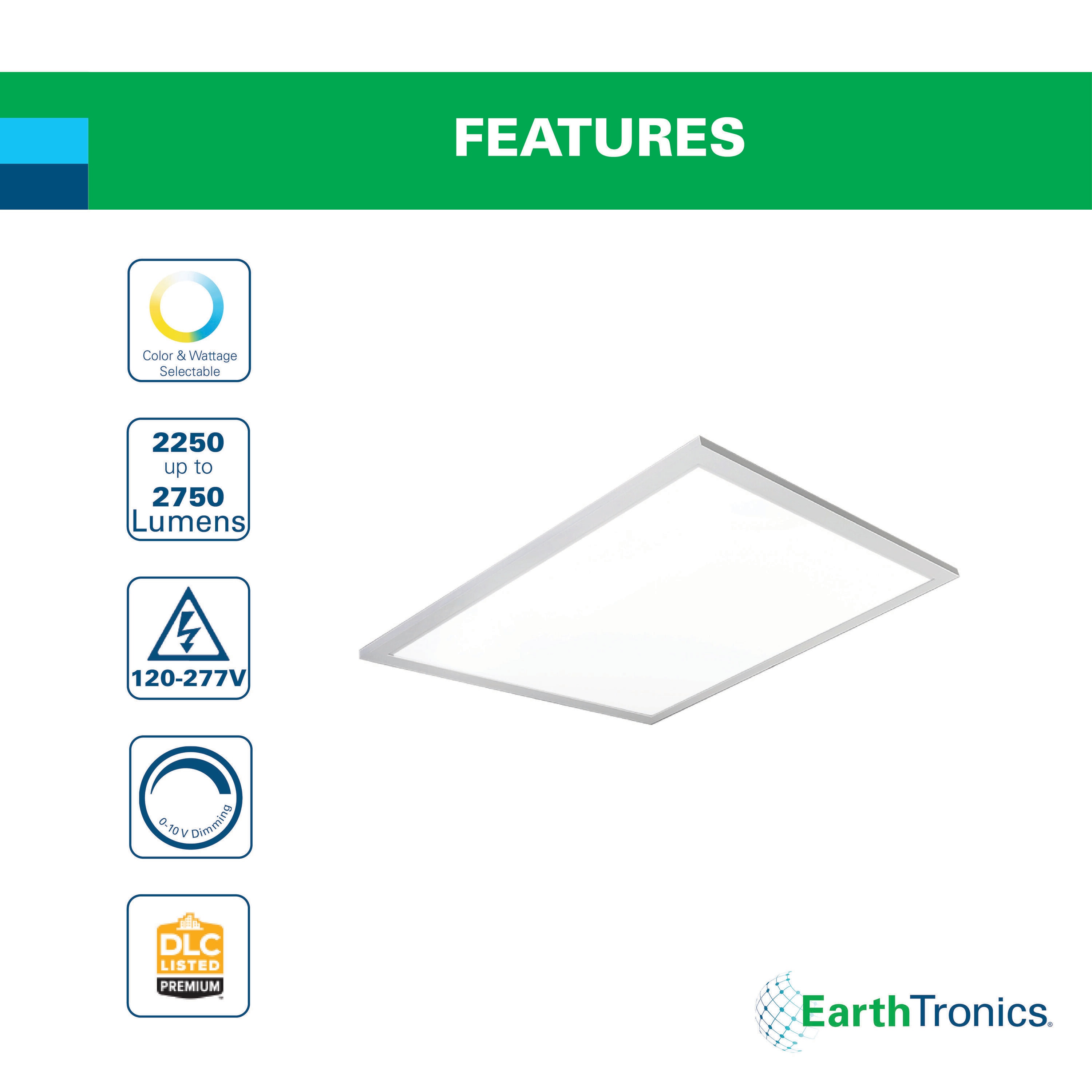 EarthTronics 4-Pack 2-ft x 2-ft Adjustable-Lumen Tunable White LED ...