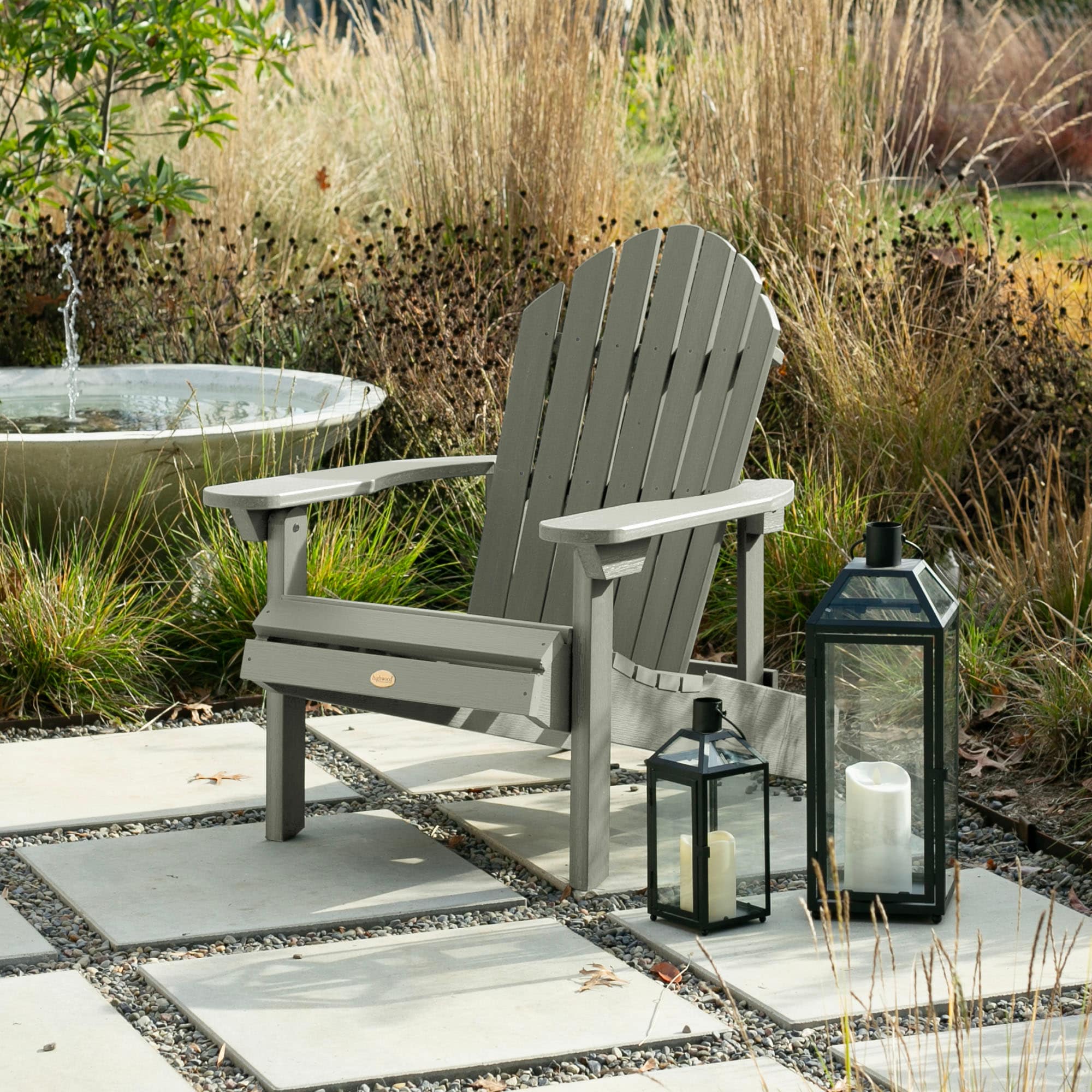 highwood AD-CHL1-EUC Hamilton Eucalyptus Poly-lumber Frame Stationary Adirondack Chair with Slat Seat