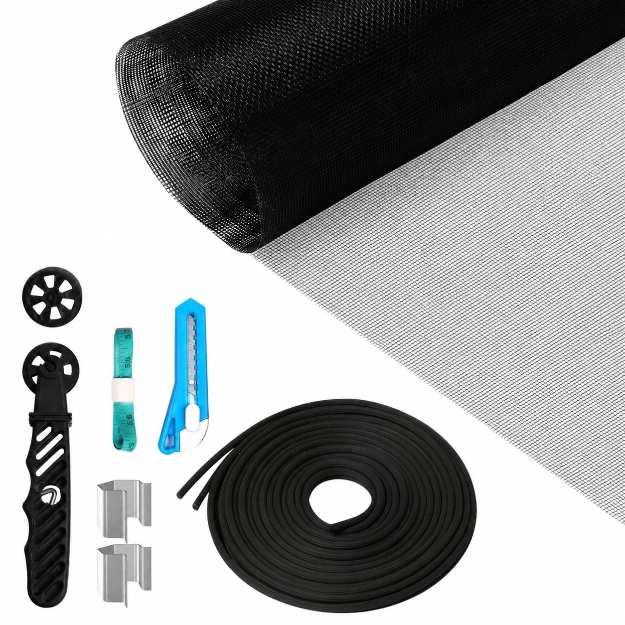 Aoibox  48 in x 118 in Fiberglass Window and Door Screen Replacement Kit with 9 Piece Installation Tool Set
