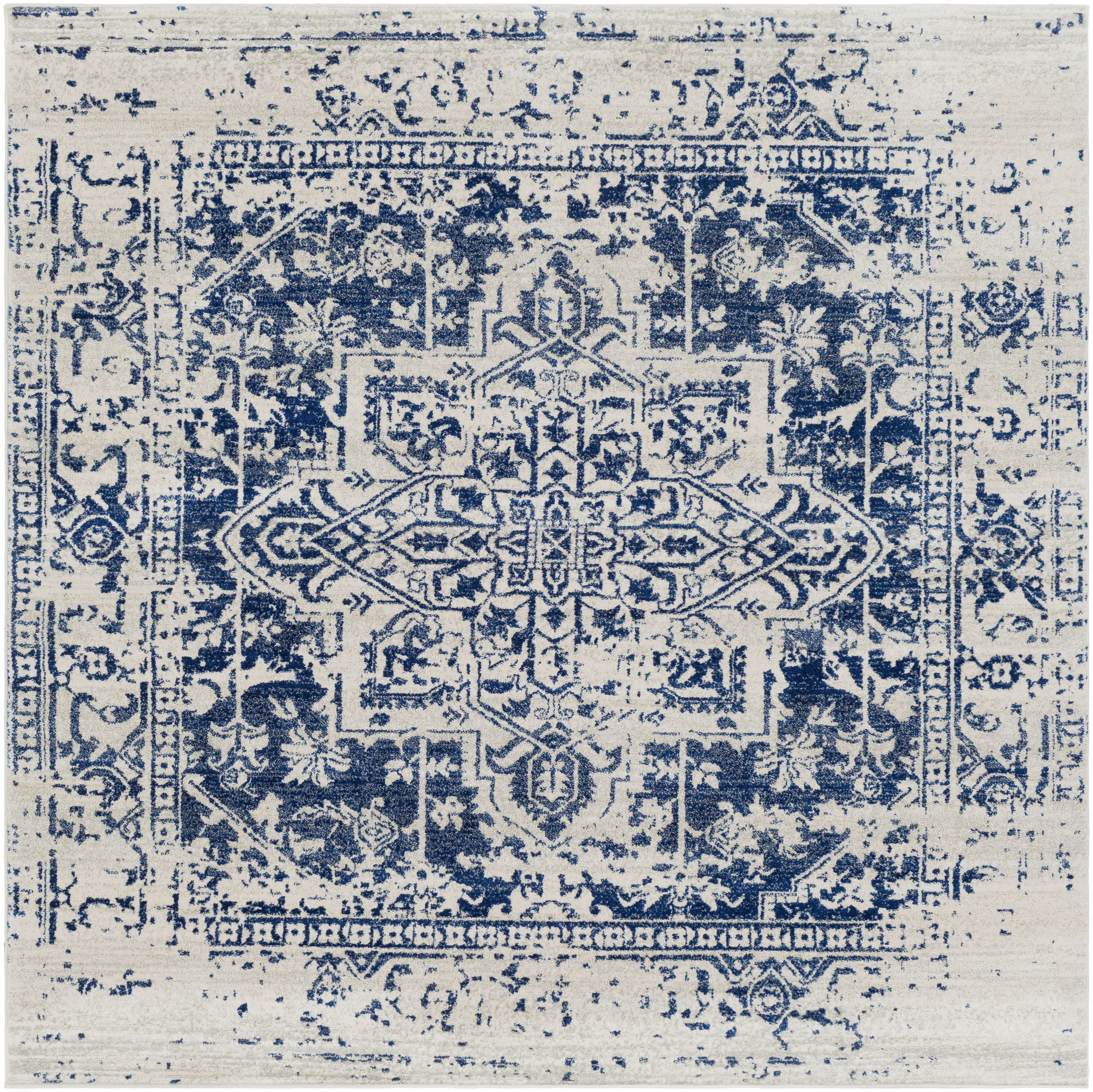Livabliss HAP1021-67SQ Harput 7 x 7 (ft) Polypropylene Blue Square Indoor Medallion Oriental Area rug