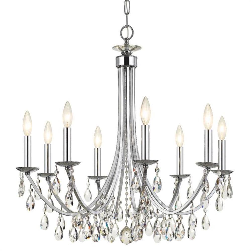 Crystorama 8828-CH-CL-MWP Bridgehampton 8-Light Polished Chrome Transitional Dry rated Chandelier