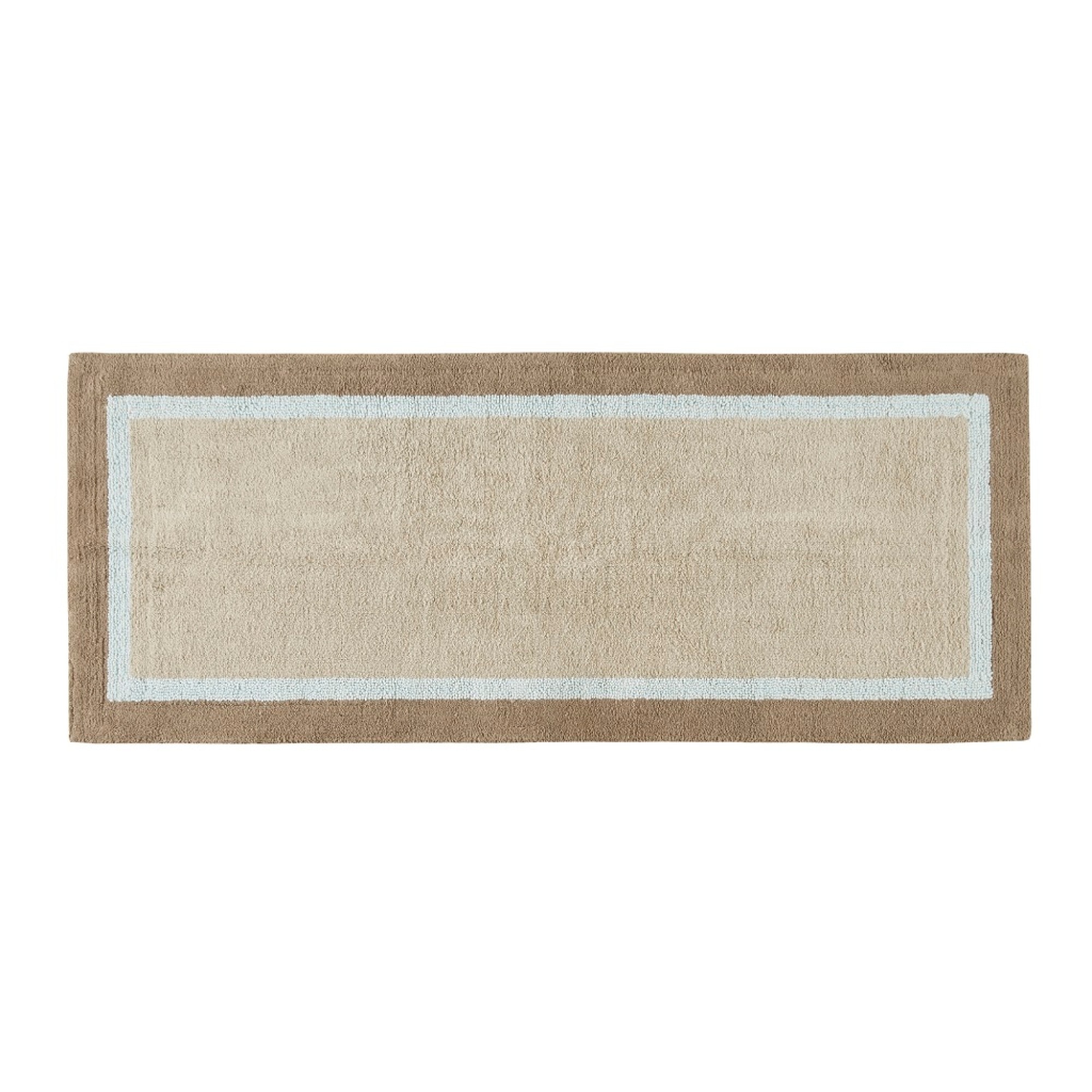 Roomfitters 24x60 Inch Cotton Tufted Bath Runner Rug Long Absorbent Bordered Bathroom Mat Blue #RF-B03598708