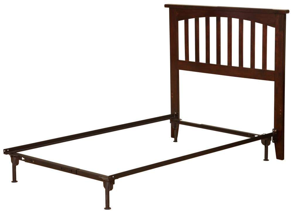 Metal Bed Frame Antique Walnut, Twin Metal Bed Frame With Headboard