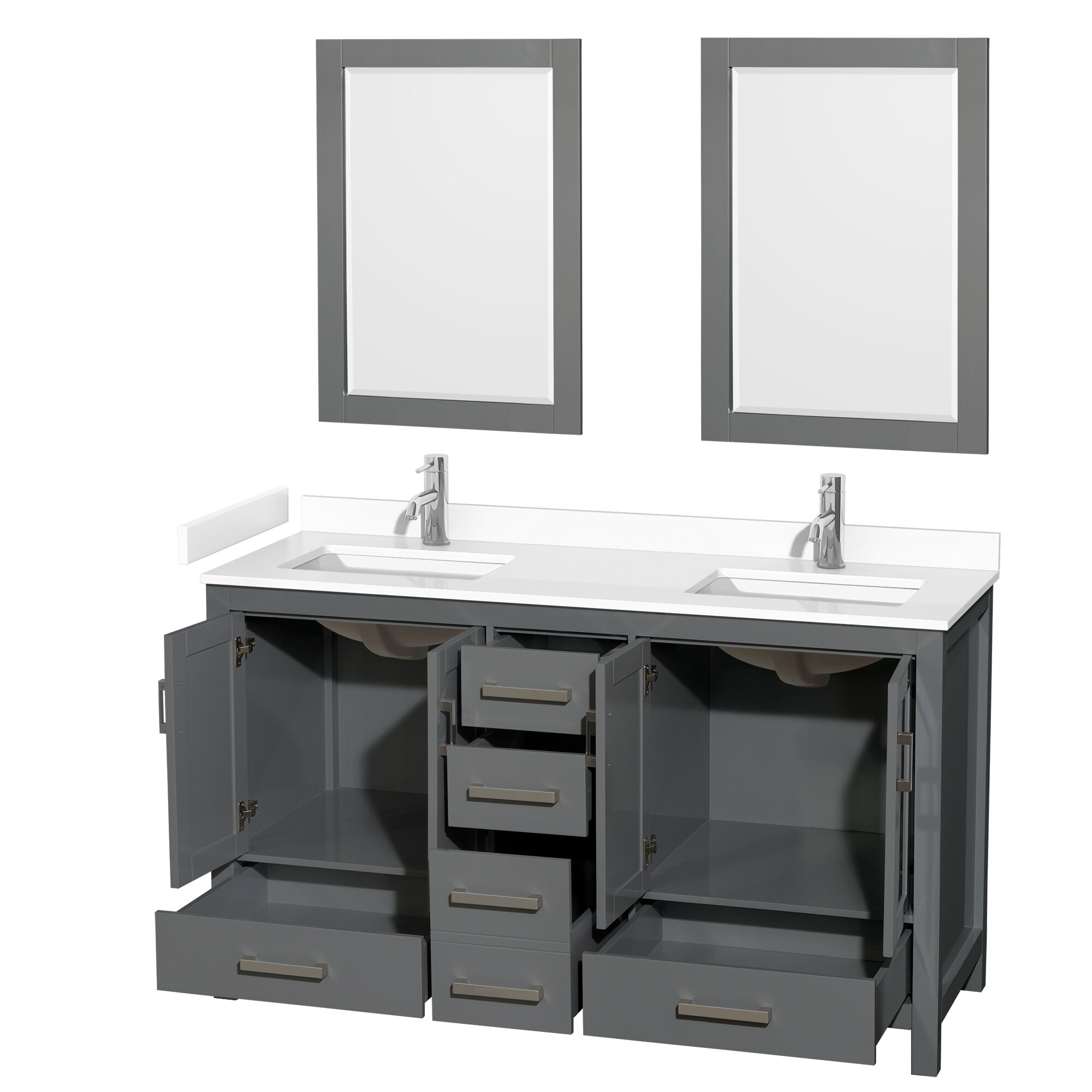 Wyndham Collection WCS141460DKGWCUNSM24 Bath-Vanity-Combo - View #2
