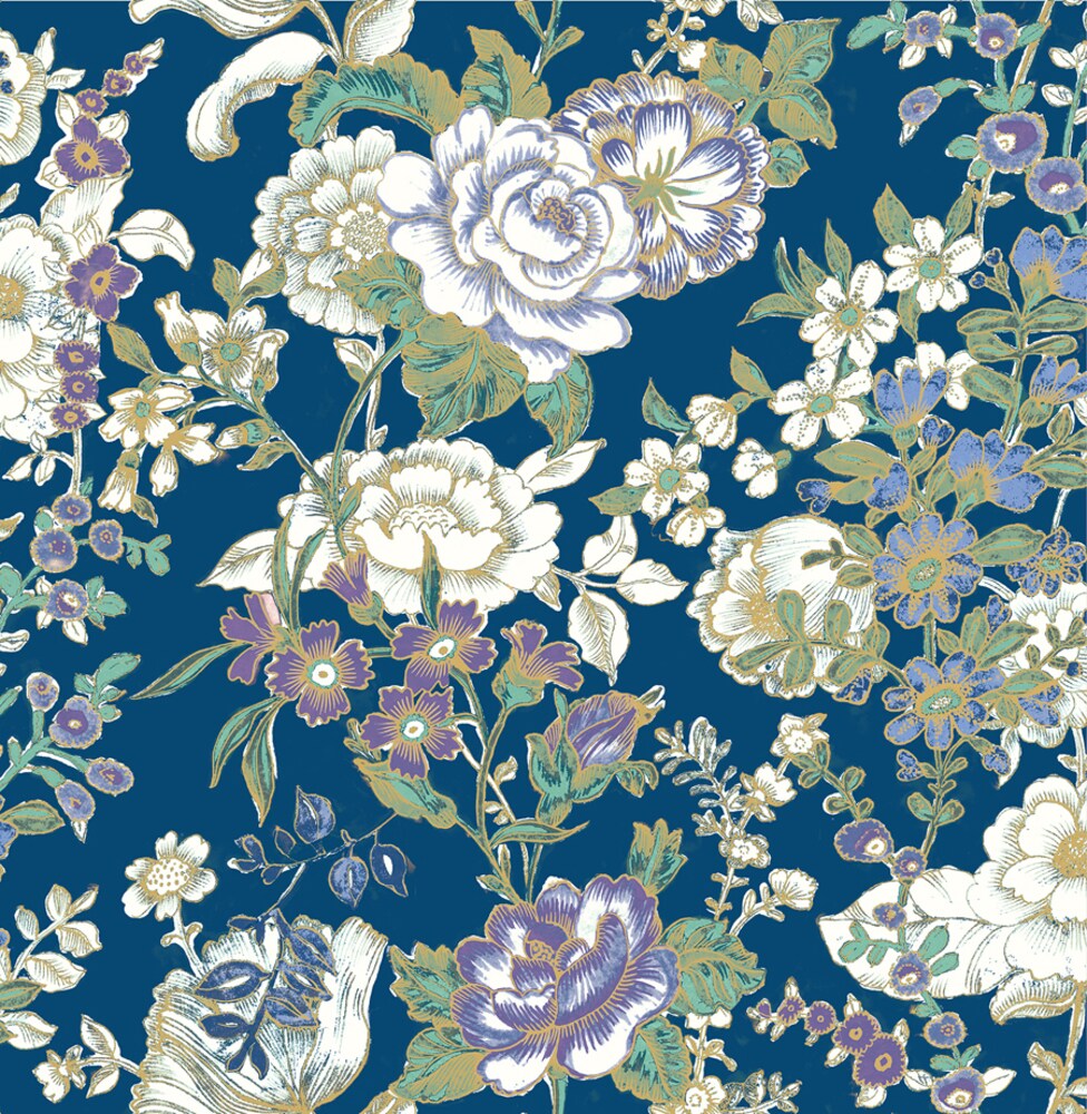 A Street Prints Kismet 56 sq ft Indigo Non woven Floral Unpasted