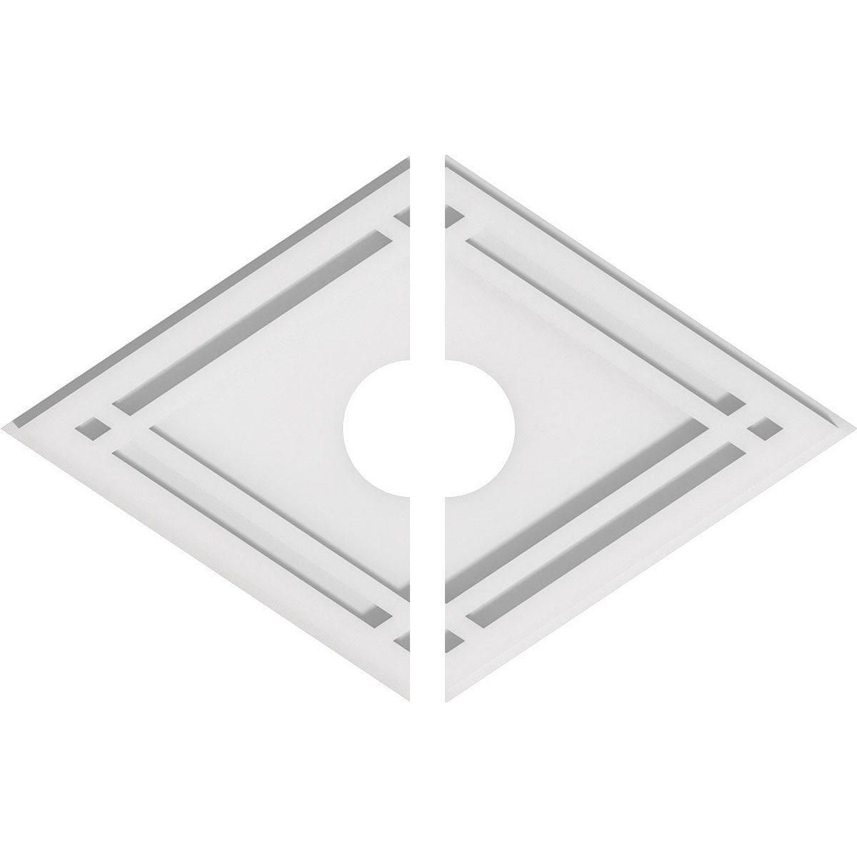 Ekena Millwork CMP18X12DD2-03000 Diamond 18-in W x 12-in L Contemporary White PVC Split Ceiling Medallion
