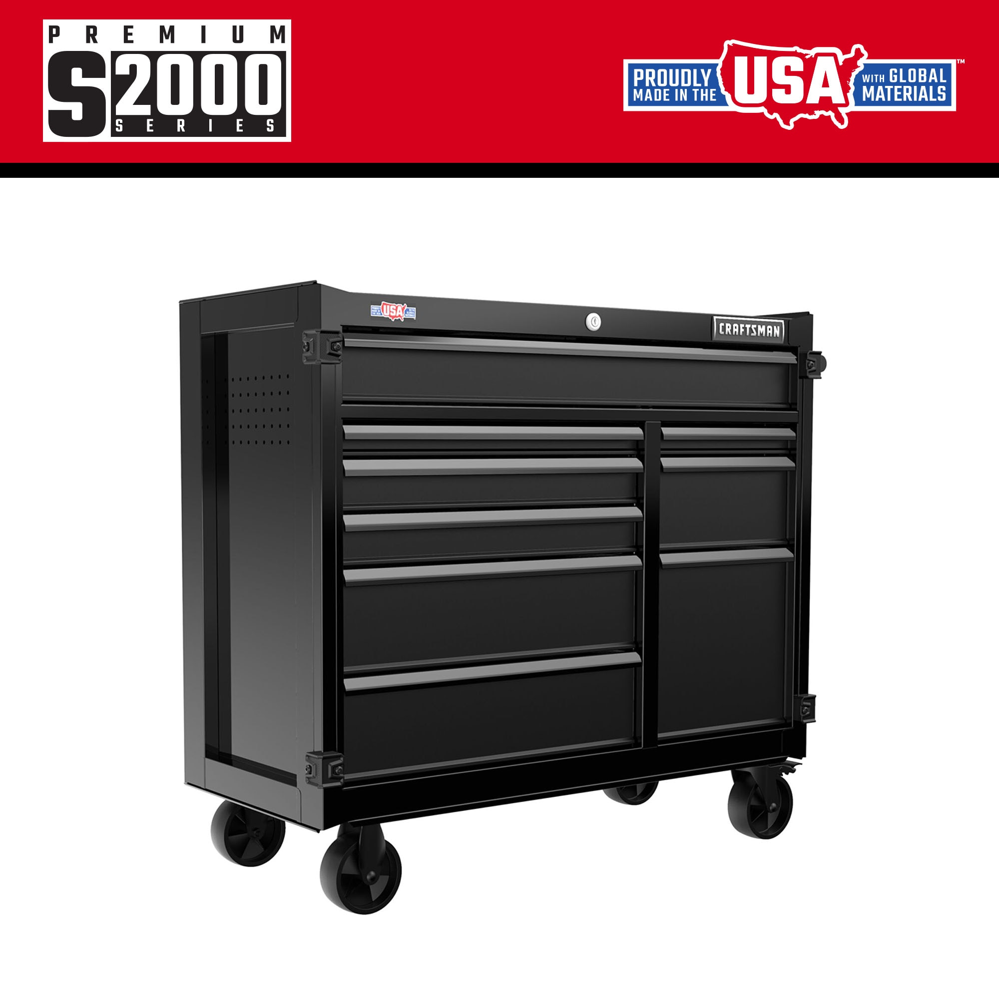 CRAFTSMAN Premium 2000 Series 41-in W x 39.5-in H 9-Drawer Steel Rolling Tool Cabinet (Black) CMST98260BK Sansujyuku sansujyuku.com