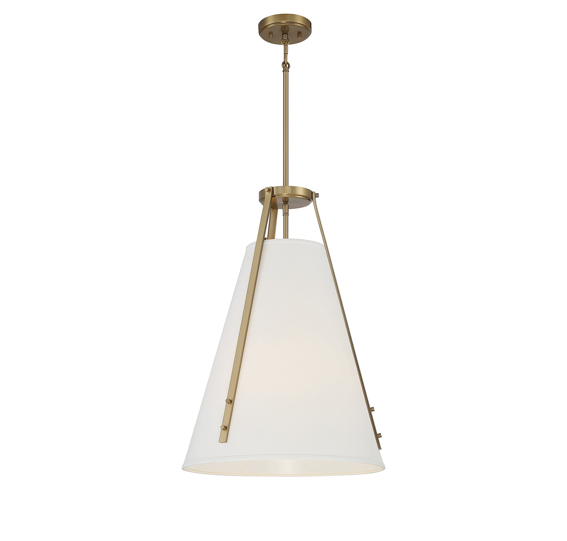 Newport Classic Warm Brass 4-Light Pendant with Soft White Shade