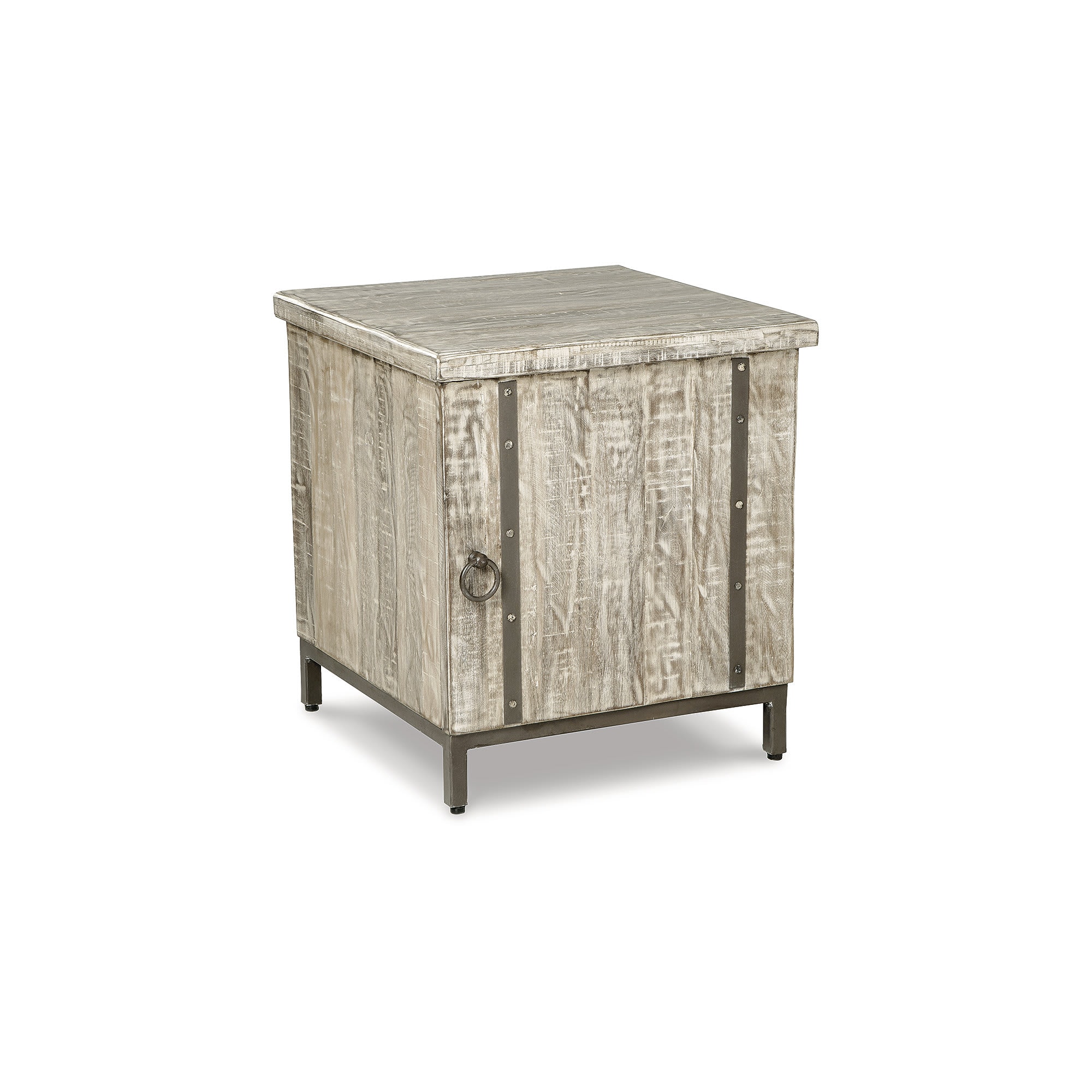 Signature Design by Ashley A4000506 Laddford Reclaimed Wood Accent Cabinet with Whitewash Finish and Storage Shelf