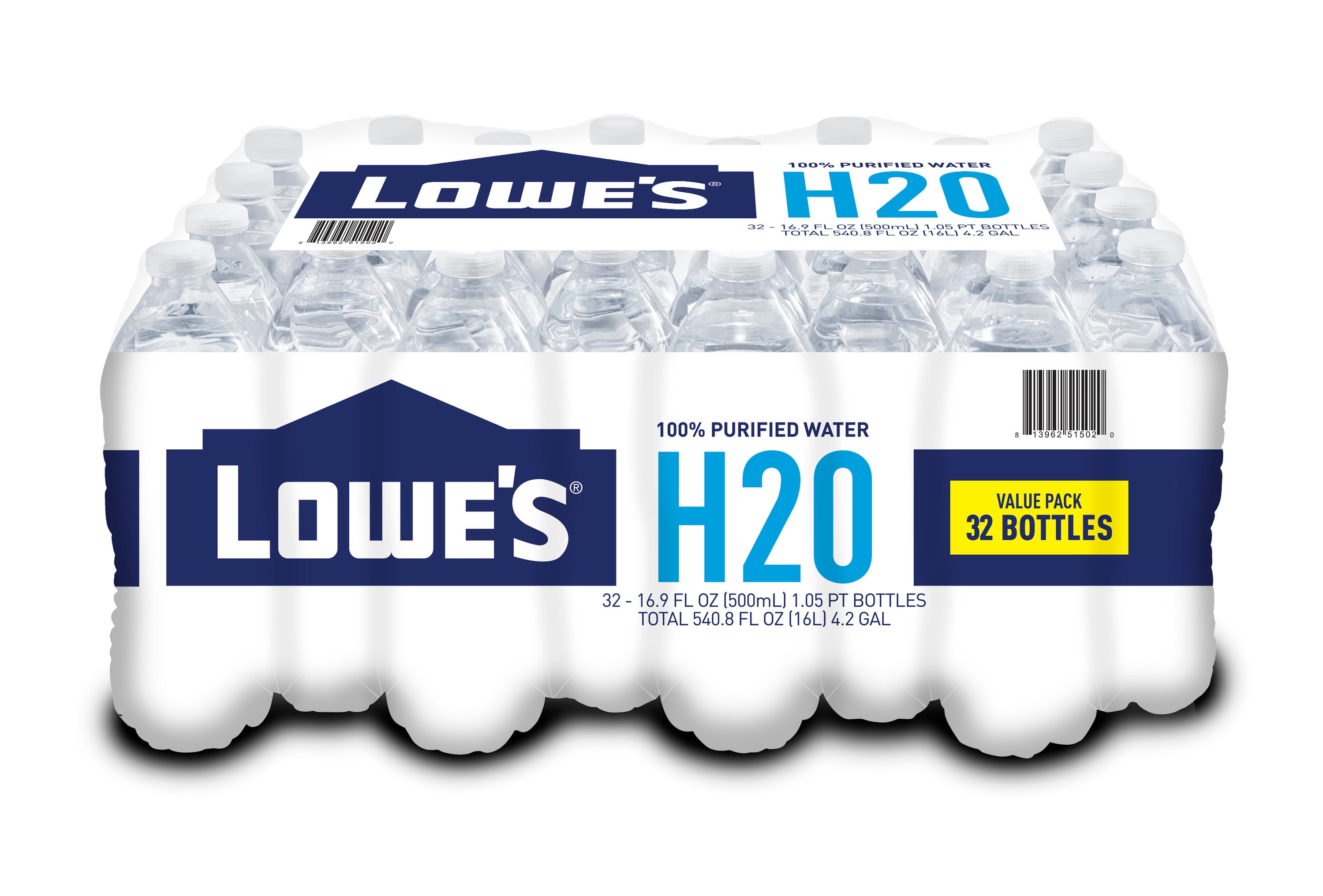 32-Pack 16.9-fl oz Purified Bottled Water | - Lowe's LHC05L32PDRPBN