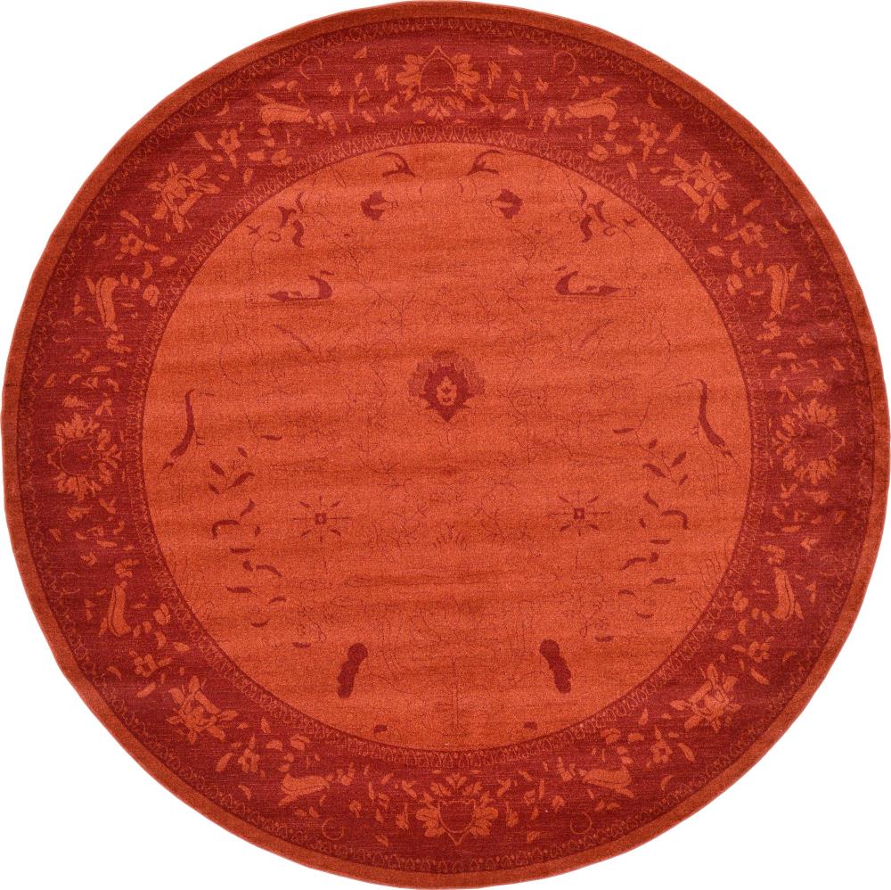 Unique Loom 3120533 Floral La Jolla 12 x 12 (ft) Loomed Polypropylene Orange/Burgundy Round Indoor Floral/Botanical Area rug