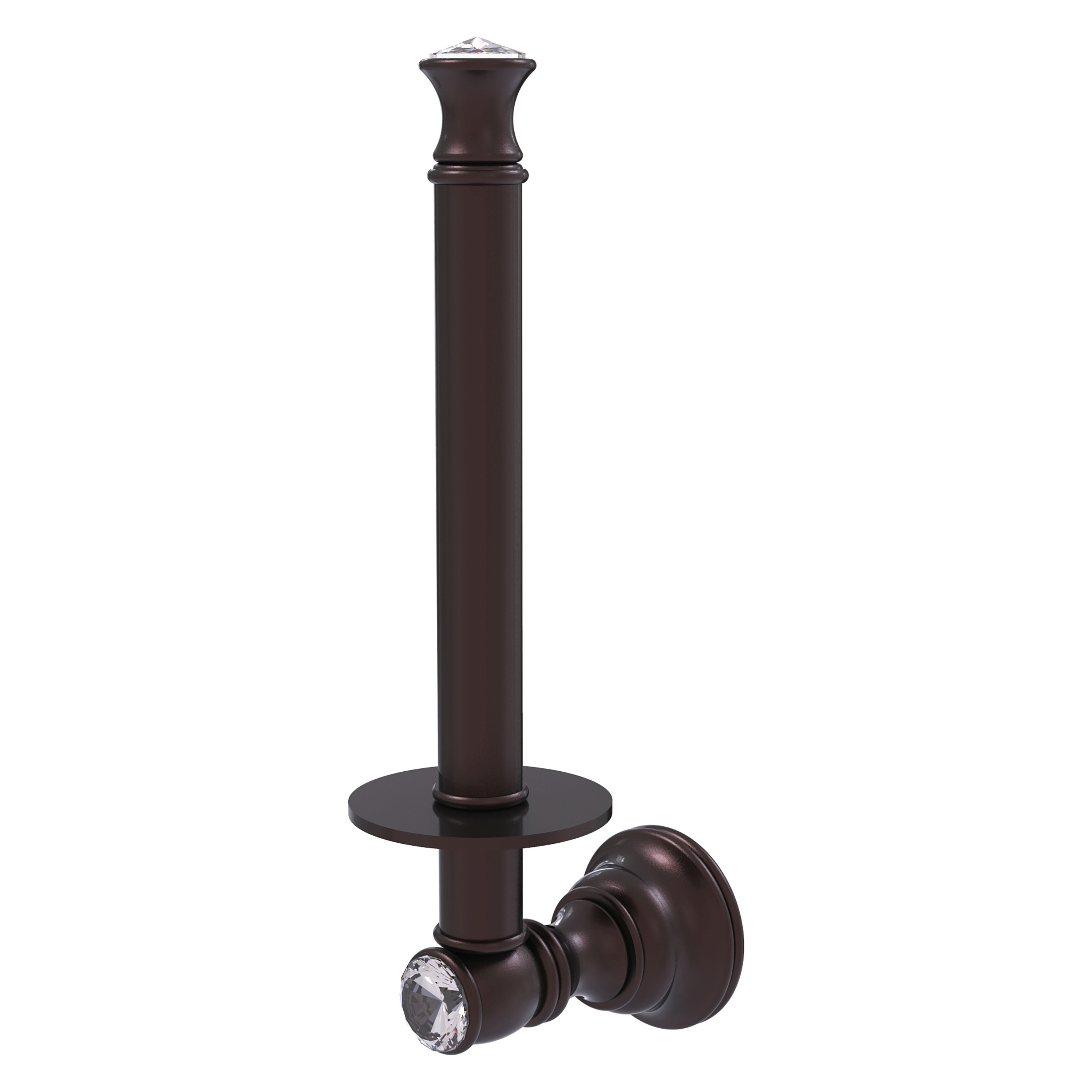 Allied Brass CC-24U-ABZ Carolina Crystal Antique Bronze Wall mount Single post Toilet Paper Holder 1 -Rolls