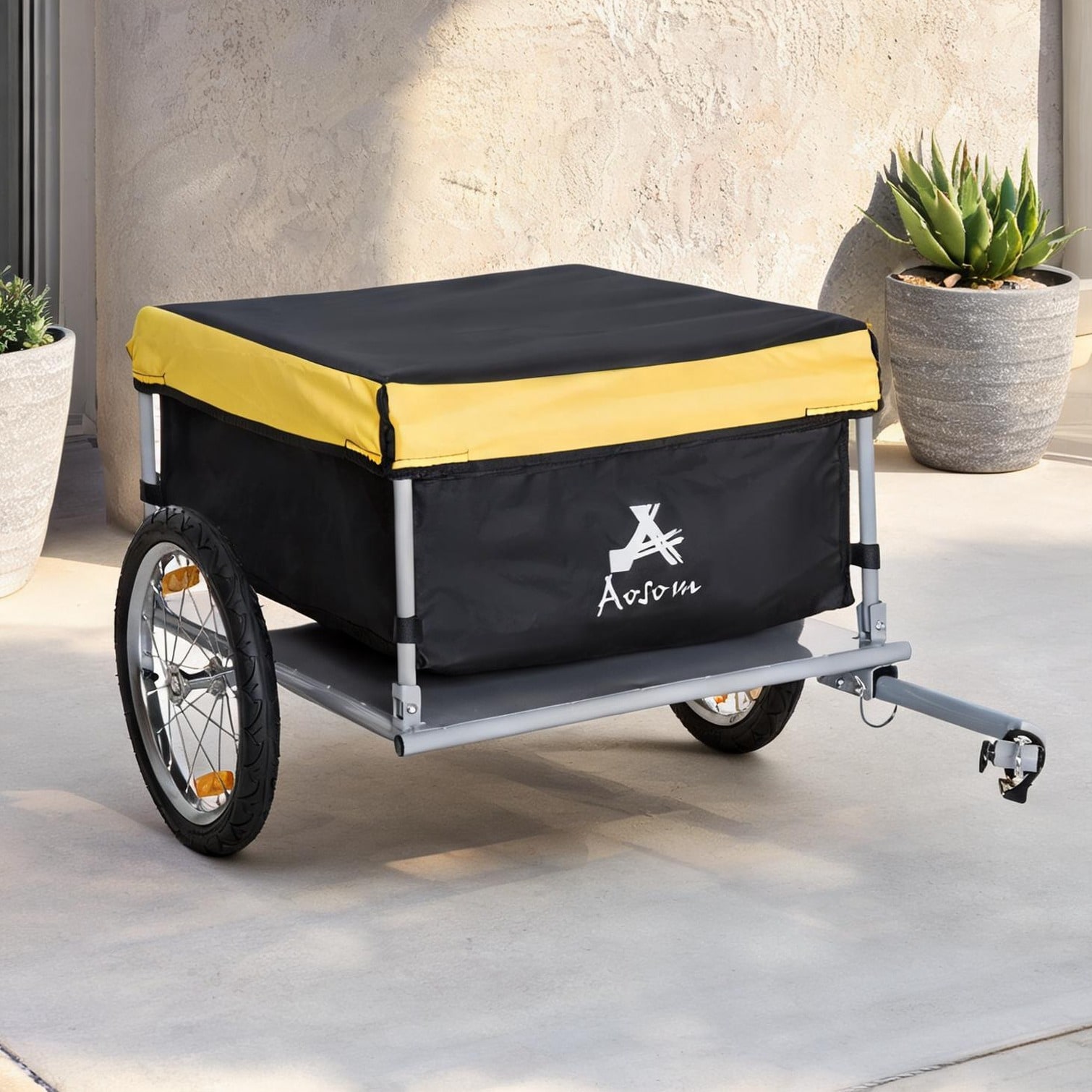 BBabe Quick-Hitch Bike Cargo Trailer Fits 20-26 Wheels 88-lb Capacity Steel Frame with Classic Black Cover