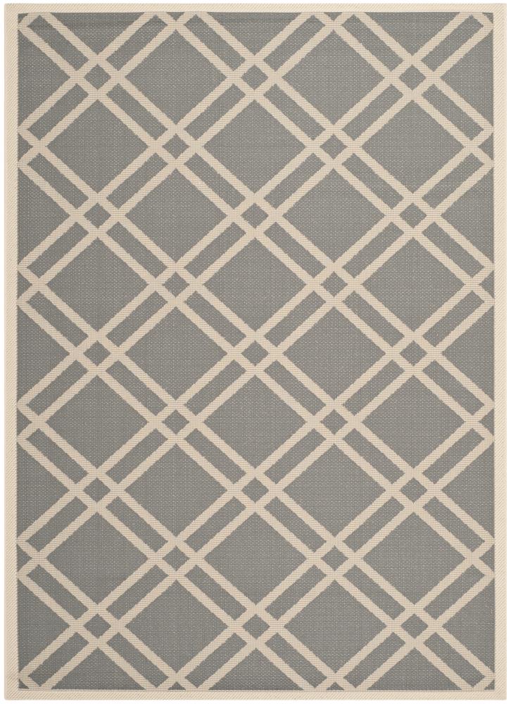 Safavieh CY6923-246-6 Courtyard Eden 7 x 10 (ft) Loomed Polypropylene Anthracite/Beige Rectangular Indoor/Outdoor Trellis Coastal Area rug