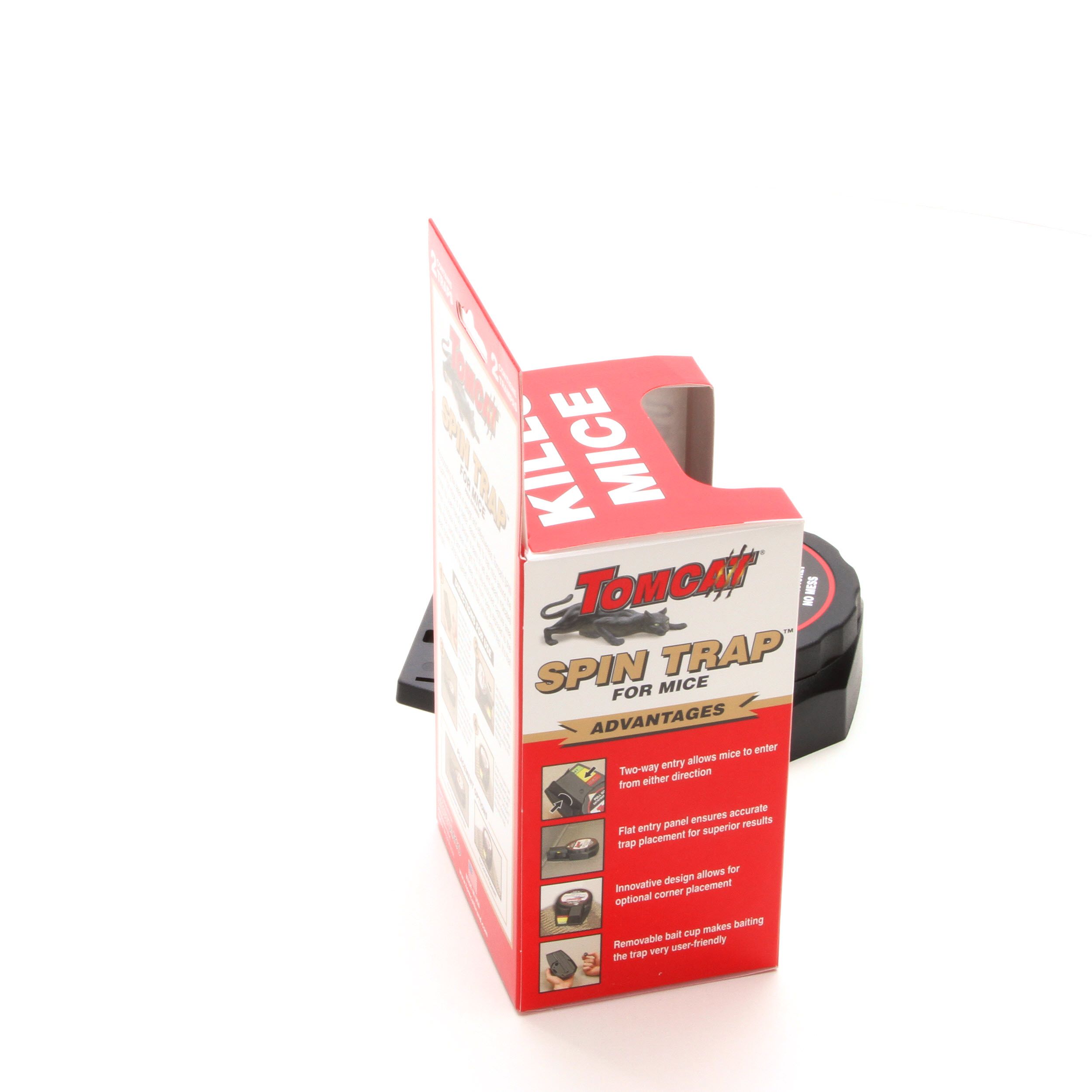 Tomcat Spin Trap for Mice, Fully Enclosed Mouse Trap Provides a Quick,  No-Mess Kill, 2 Traps