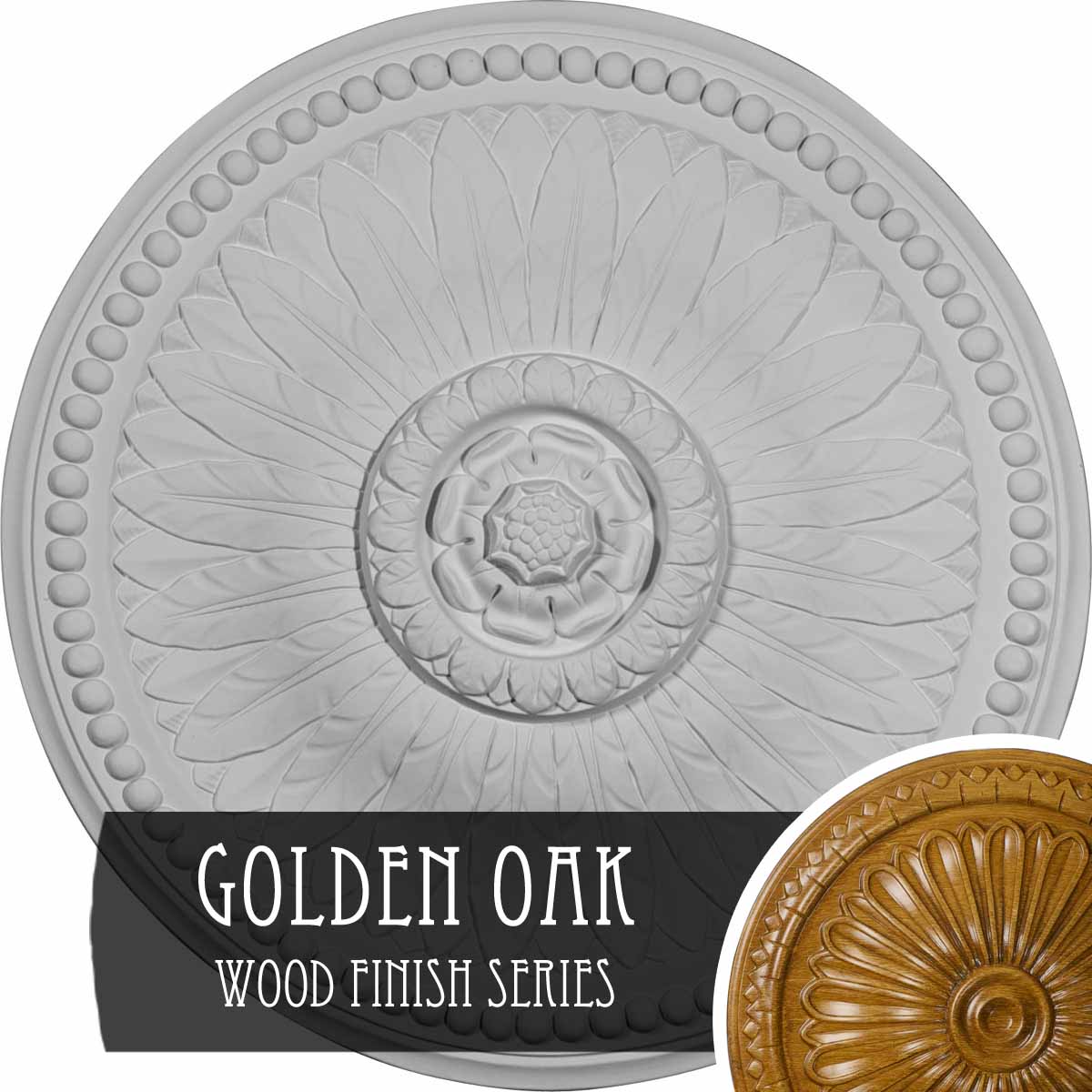 Ekena Millwork CM19BIGOS Bailey 18.125-in W x 18.125-in L Golden Oak Polyurethane Ceiling Medallion