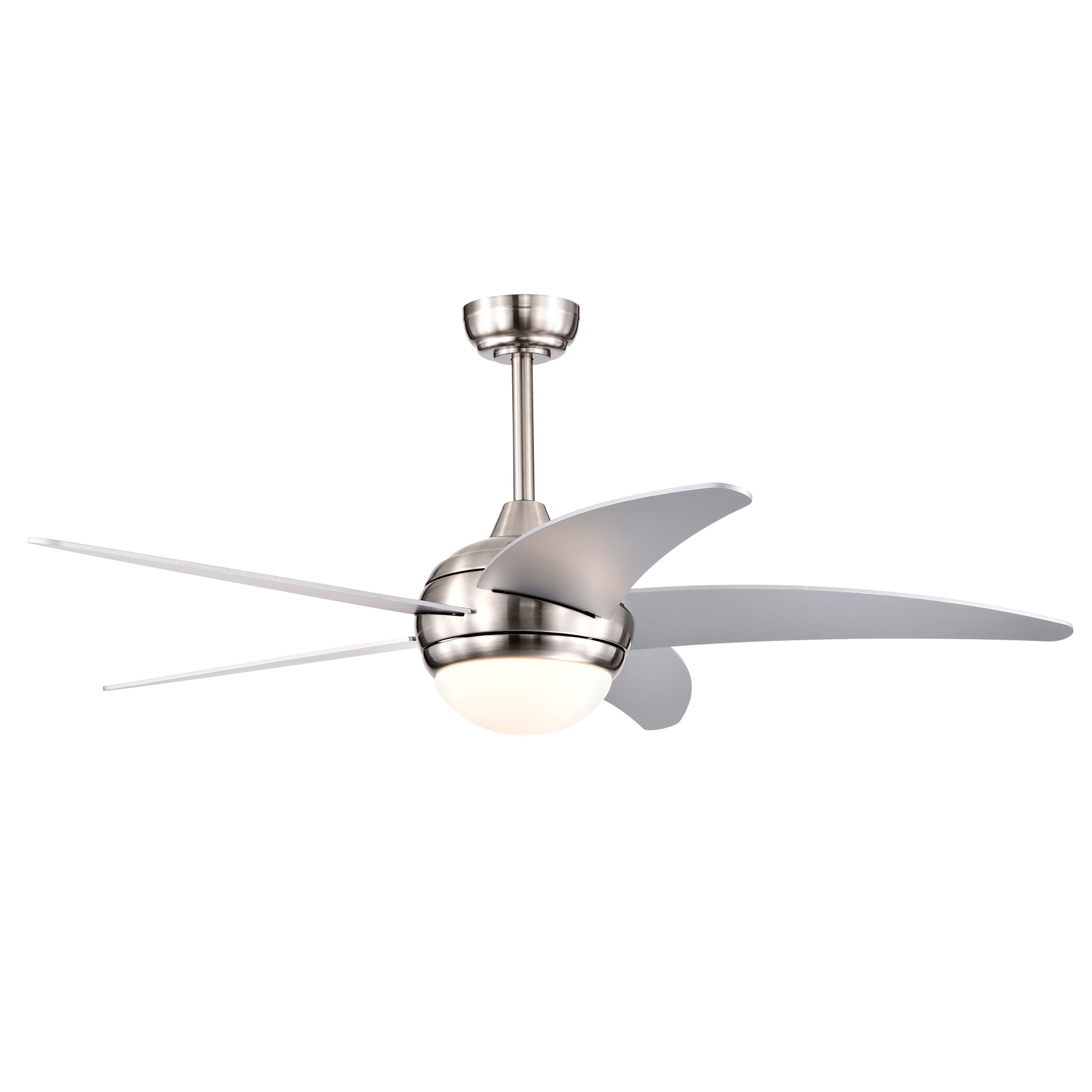 Edvivi FFG7741BN Sullivan 52-in Integrated LED Brushed Nickel with Silver / Dark Walnut Blades Ceiling Fan With Light - Remote Included ( 5 -Blade )
