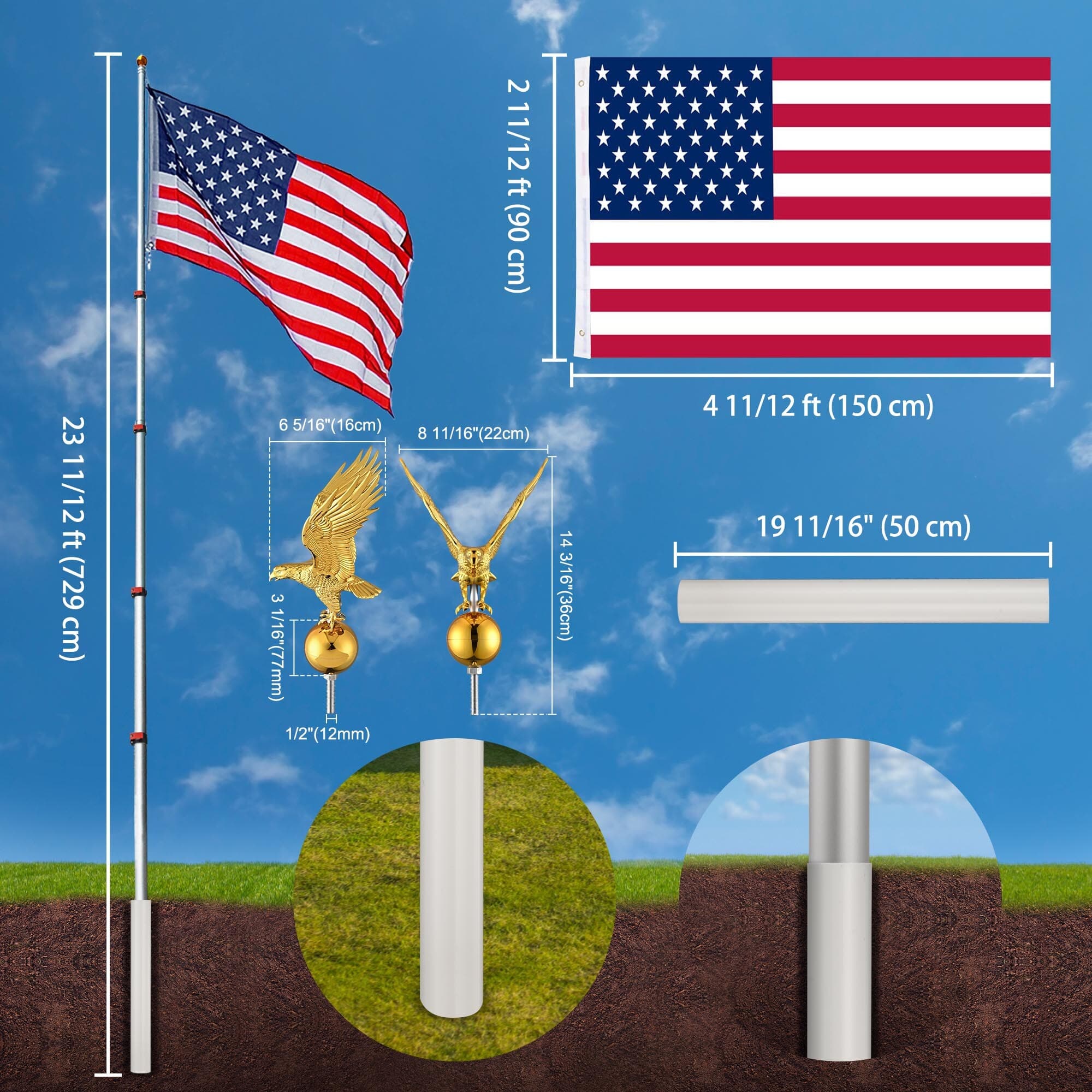 Yescom 22FLPSET026-FPT04-15 Flag-Poles - View #3